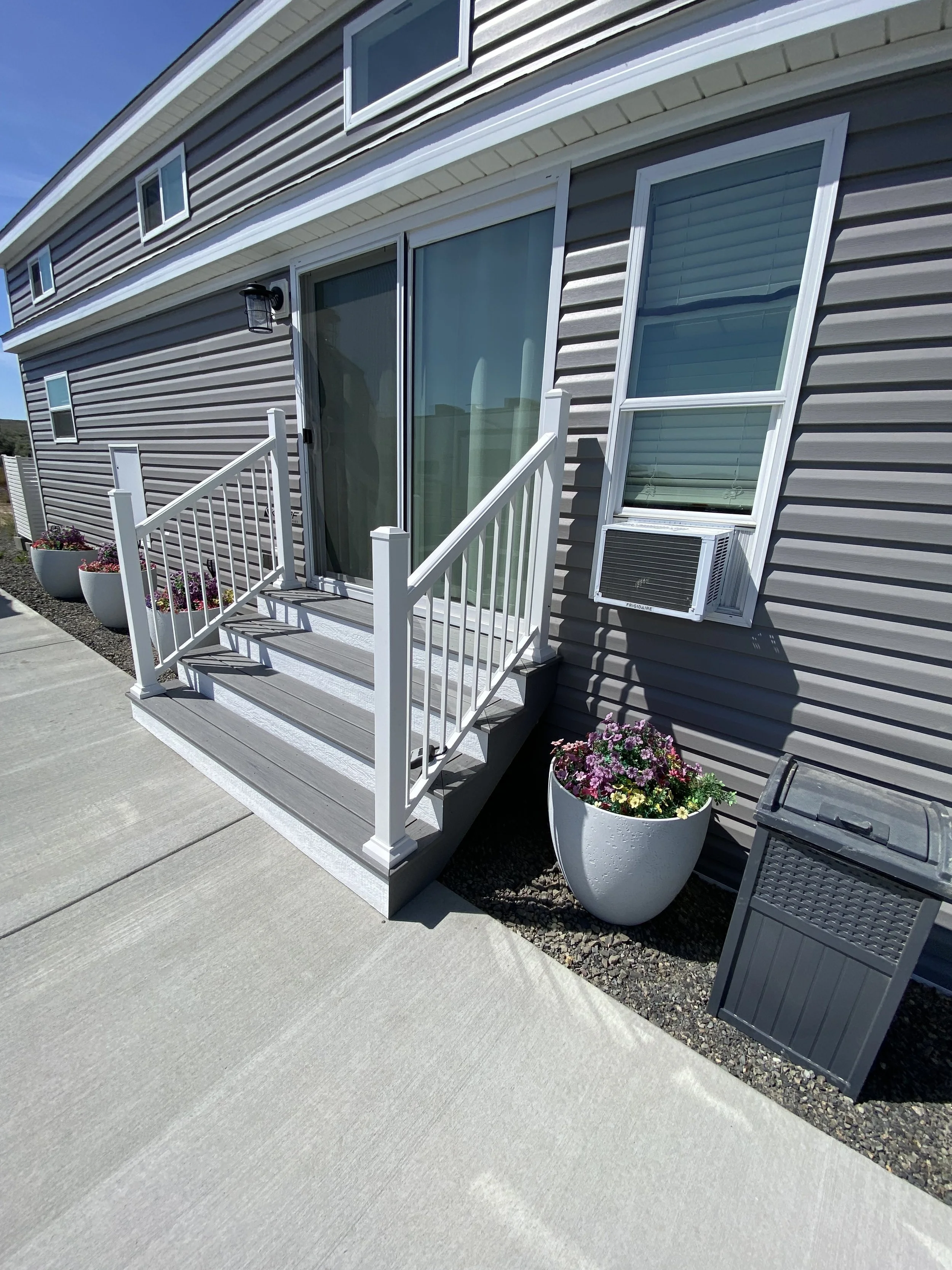 Finished product with Trex boards and railing (right side)