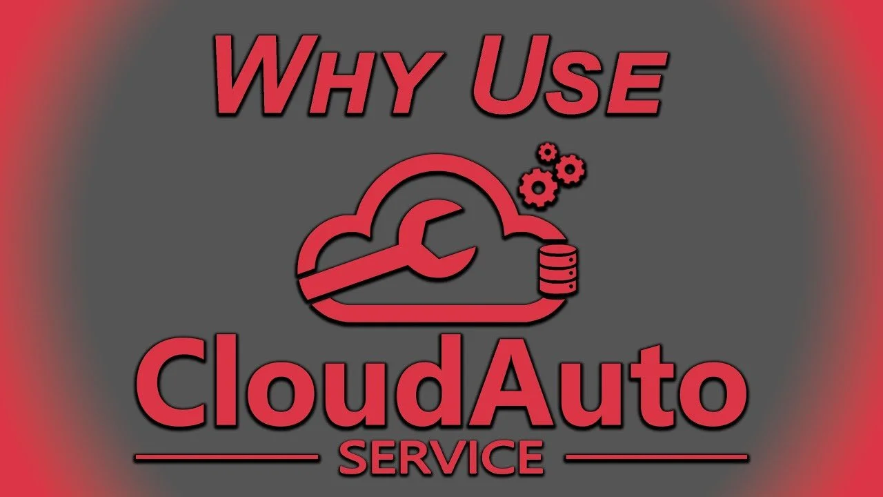 Graphic promoting cloud auto service with text 'Why Use CloudAuto Service' and an icon of a cloud with tools and gears.