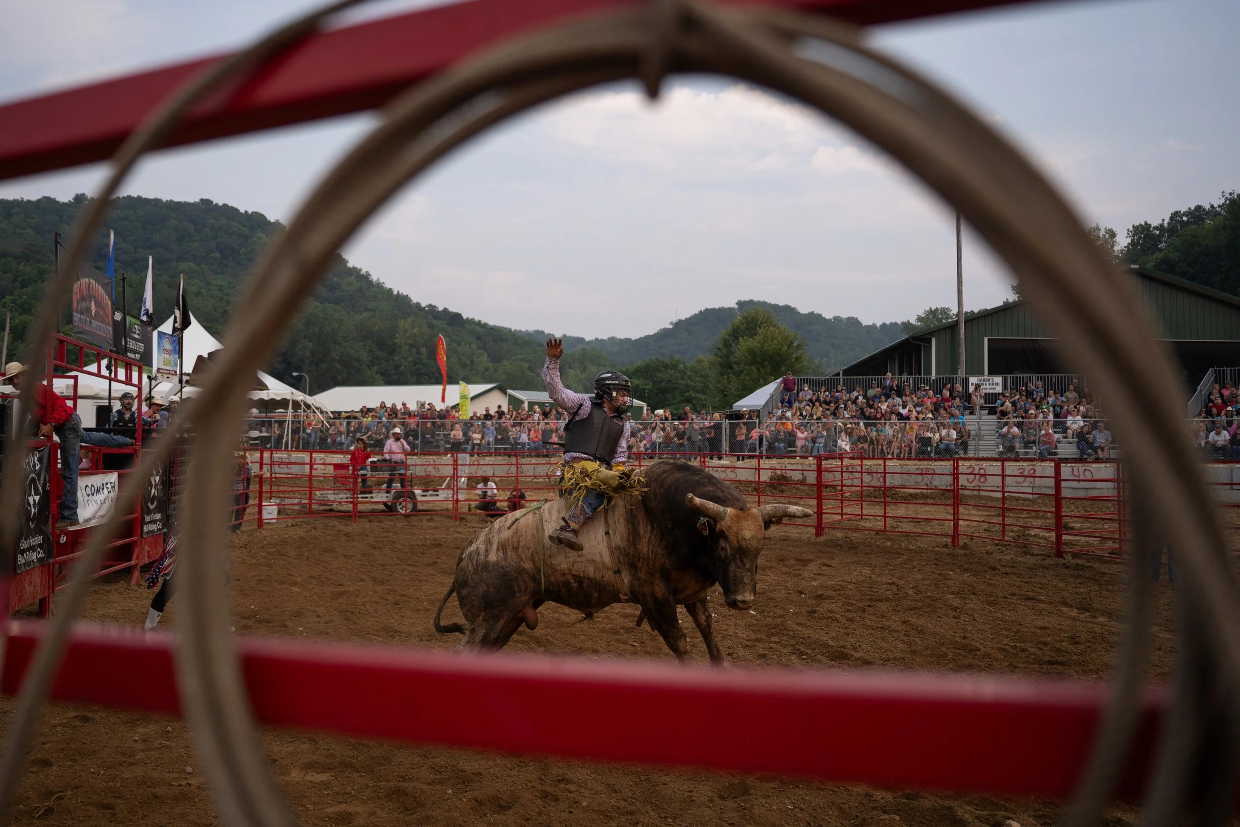Riley McManagle competes during the Great Frontier Bull Riding at the Wabasha County Fair on Friday, August 1, 2025 in Wabasha. (Post Bulletin)