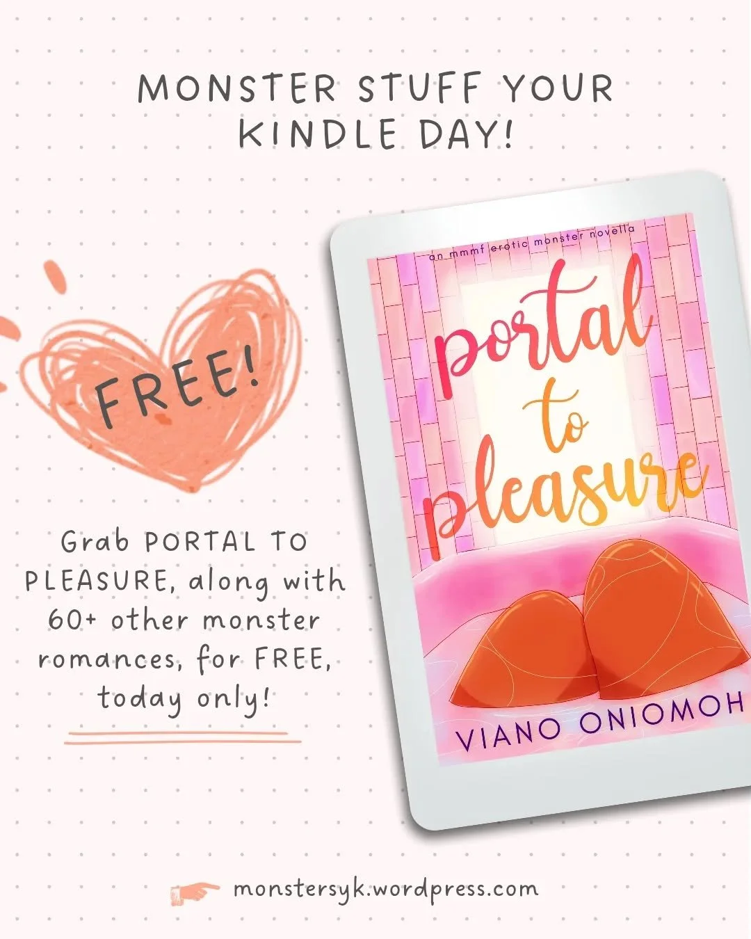 It's Monster Stuff Your Kindle Day! Grab PORTAL TO PLEASURE along with 60+ paranormal and monster romance books for FREE today only! 🥰

It is also the last day to grab SWEET VENGEANCE and SWEET SURRENDER for free as well. Dont forget to check out th