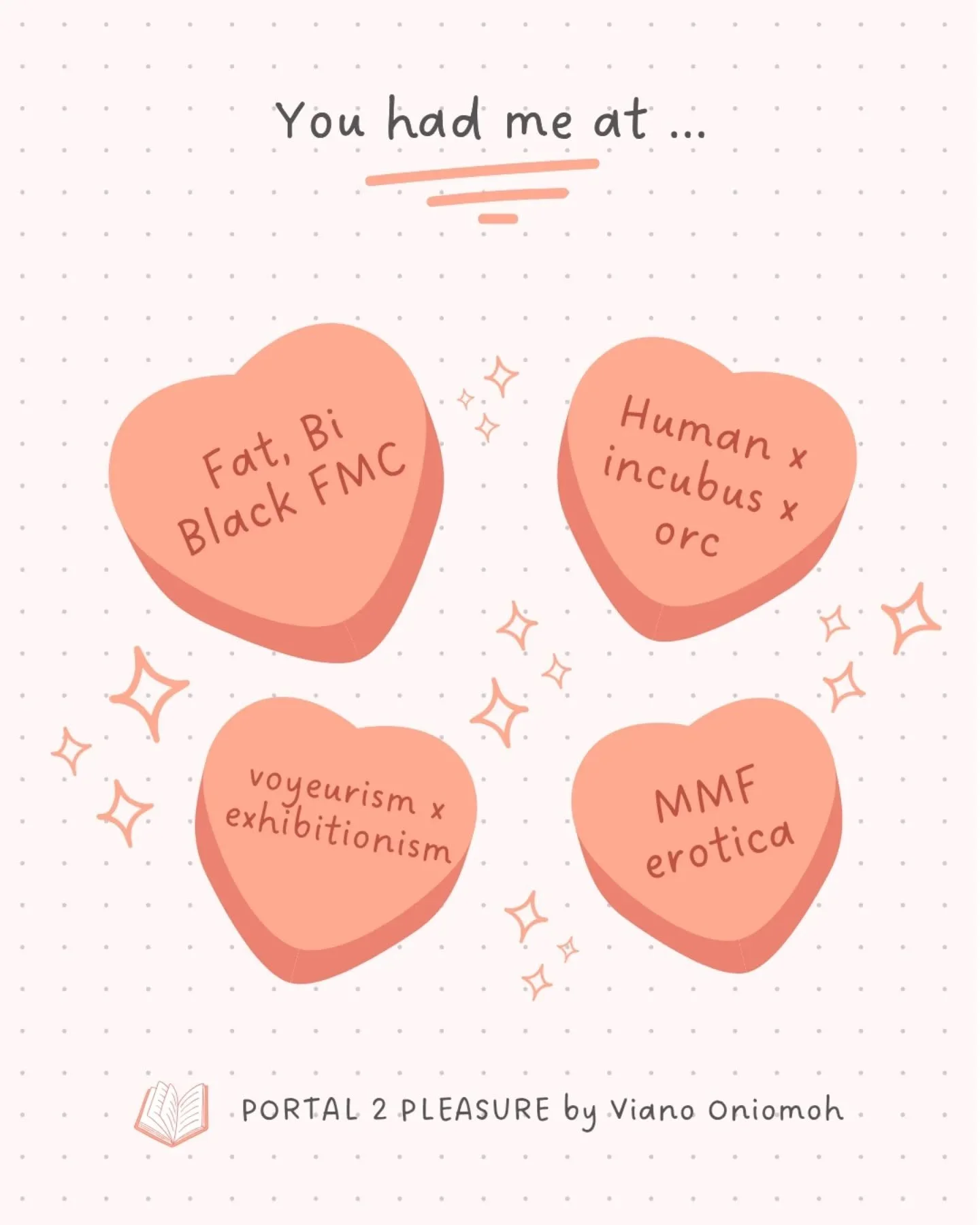 You had me at:

💜 Fat, bi Black FMC
💜 Human x incubus x orc
💜 Voyeurism x exhibitionism
💜 MMF erotica

Have you read this sweet and steamy novella yet? Seline is looking for just one night of mindblowing pleasure; she ends up getting something mo