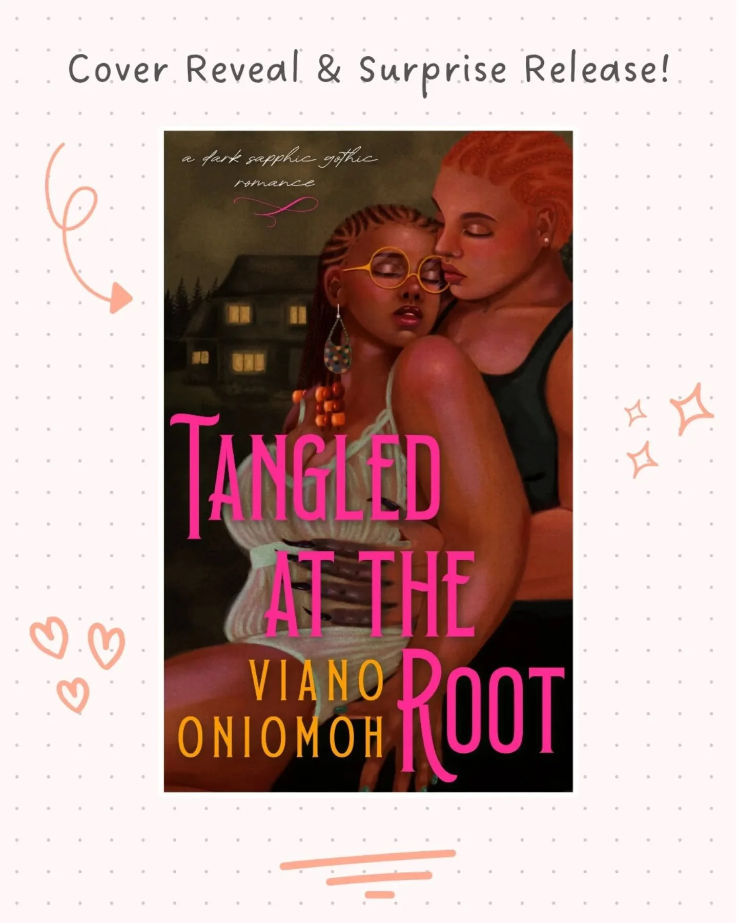 📢 COVER REVEAL &amp; SURPRISE RELEASE 🥳

Heard y'all were looking for more Black sapphic gothic romances? 👀 I gotchu 😭

TANGLED AT THE ROOT is out now! A slightly unhinged dark sapphic horror romance specifically for the girlies who love horny ho
