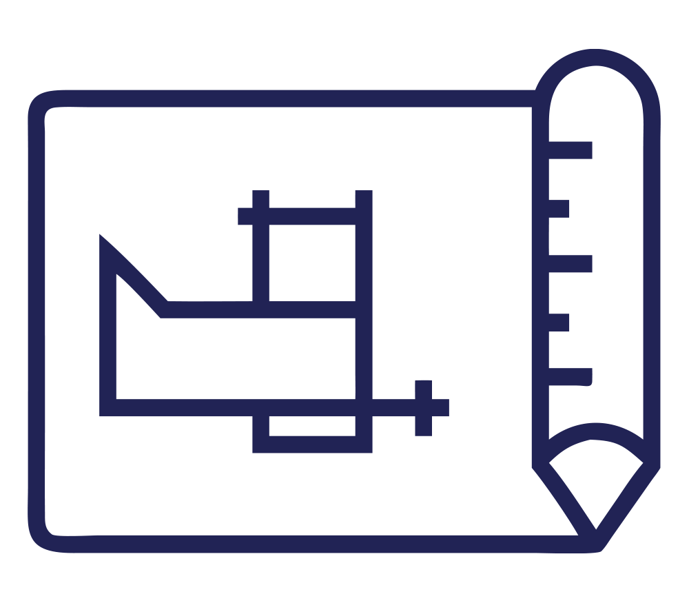 Plano técnico o de diseño arquitectónico con líneas y medidas en un fondo oscuro.