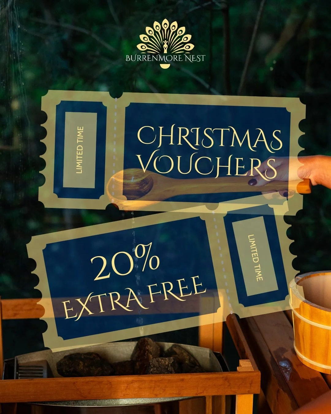 Give the gift that is unforgettable.

This Christmas we&rsquo;re adding an extra 20% free to every Burrenmore Nest gift voucher.

The perfect gift for someone who needs a real escape 🦚🎁✨