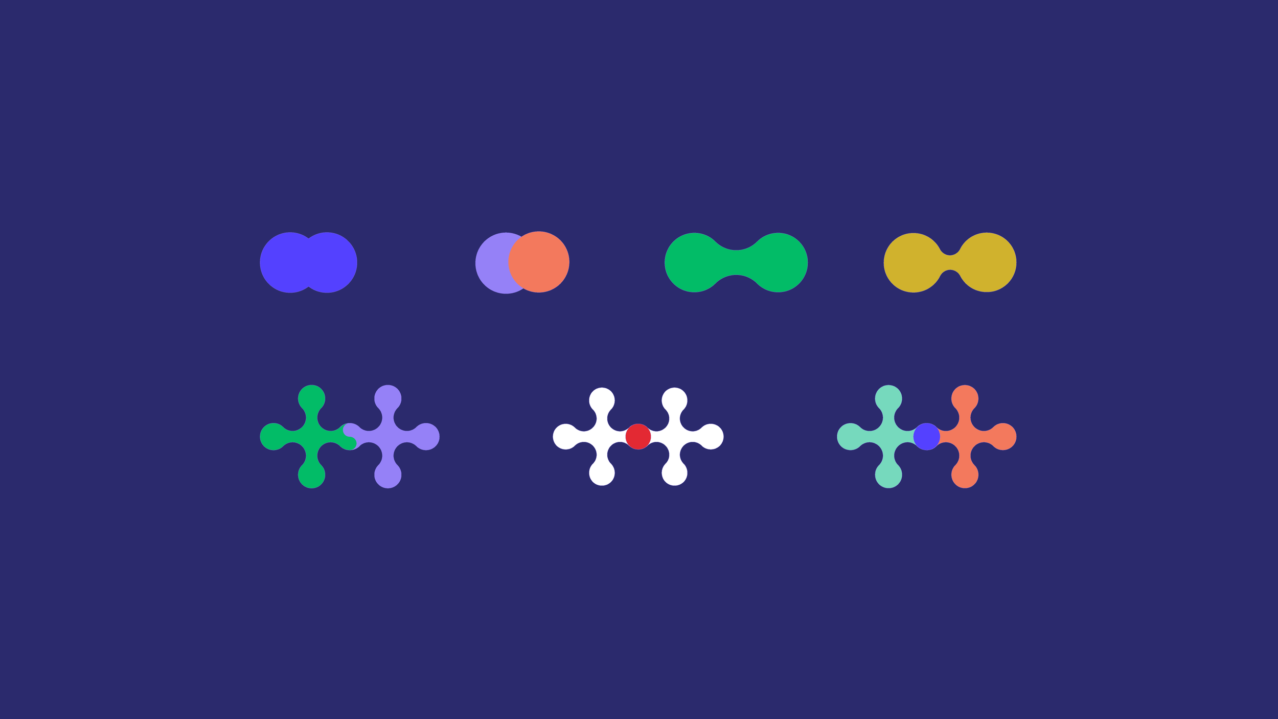 Pivt brand graphic system using colourful interlocking shapes to represent connection, community and belonging.