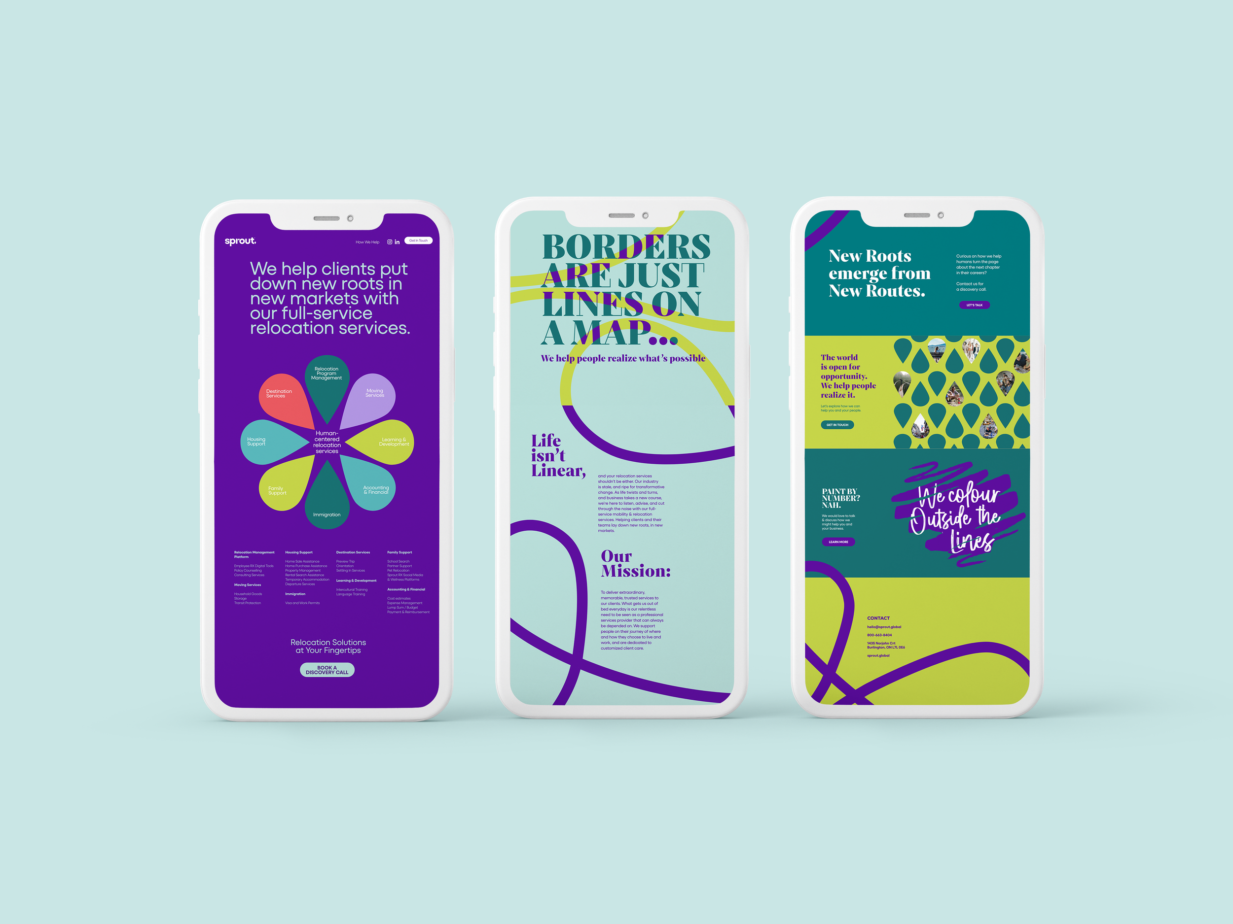 Sprout responsive website design showing the visual identity and brand expression adapted for mobile.