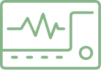 Medical monitor displaying an electrocardiogram (ECG) reading.