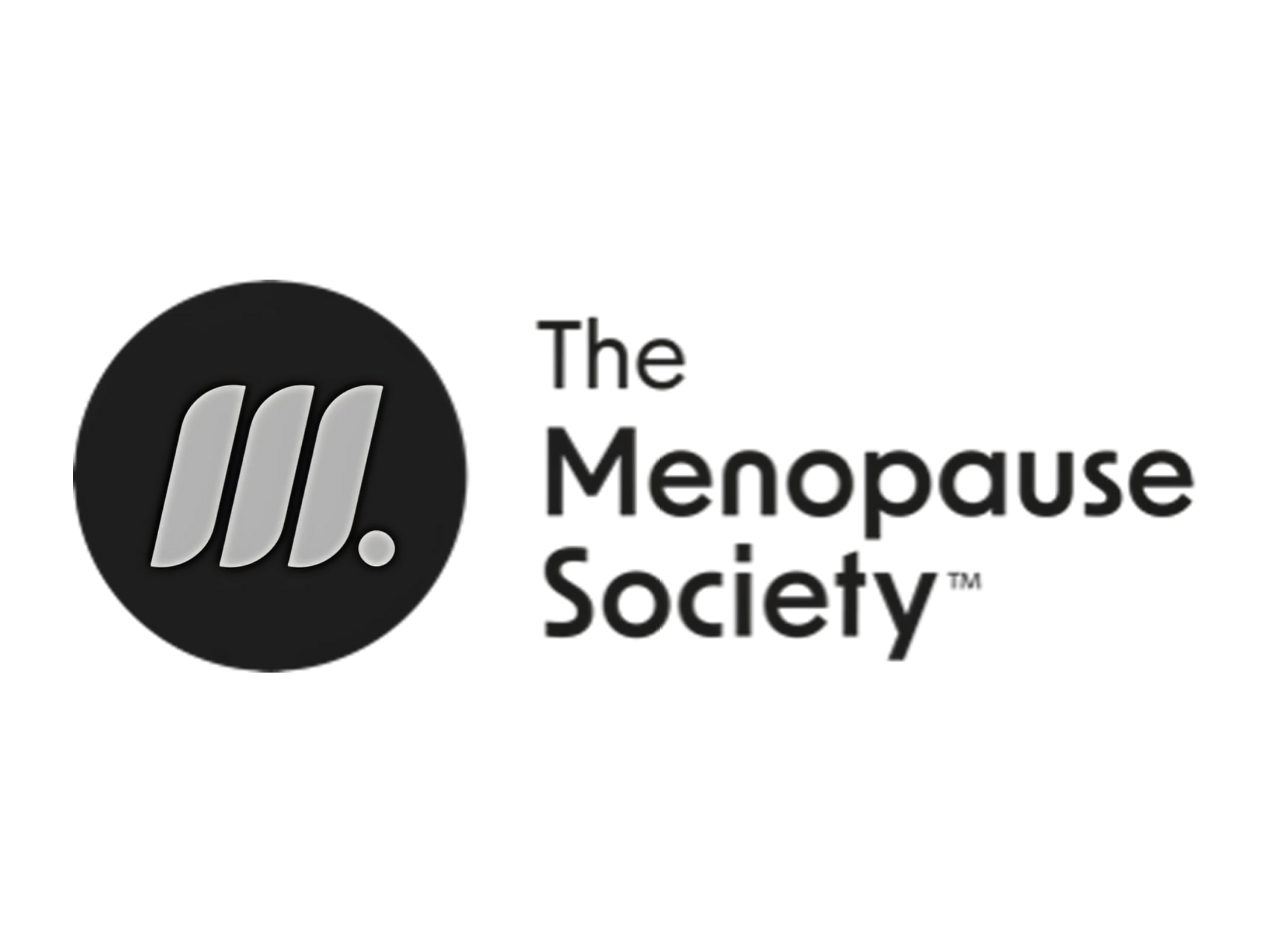 Logo of The Menopause Society: black circle with three white curved lines and a period, followed by the society's name in black text.