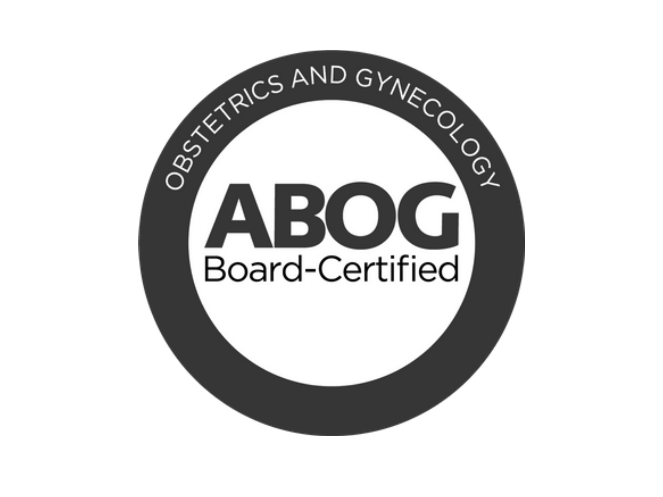 OB-GYN board certification badge from the American Board of Obstetrics and Gynecology.