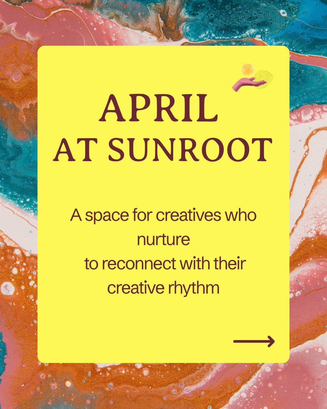 This month at SunRoot 🌿

We&rsquo;re holding space for creatives who nurture &mdash; people balancing creative work alongside caregiving, work, and everyday life.

Two ways to join us in April:

🌿 Creative Renewal Space (April 17)
A gentle, 60-minu