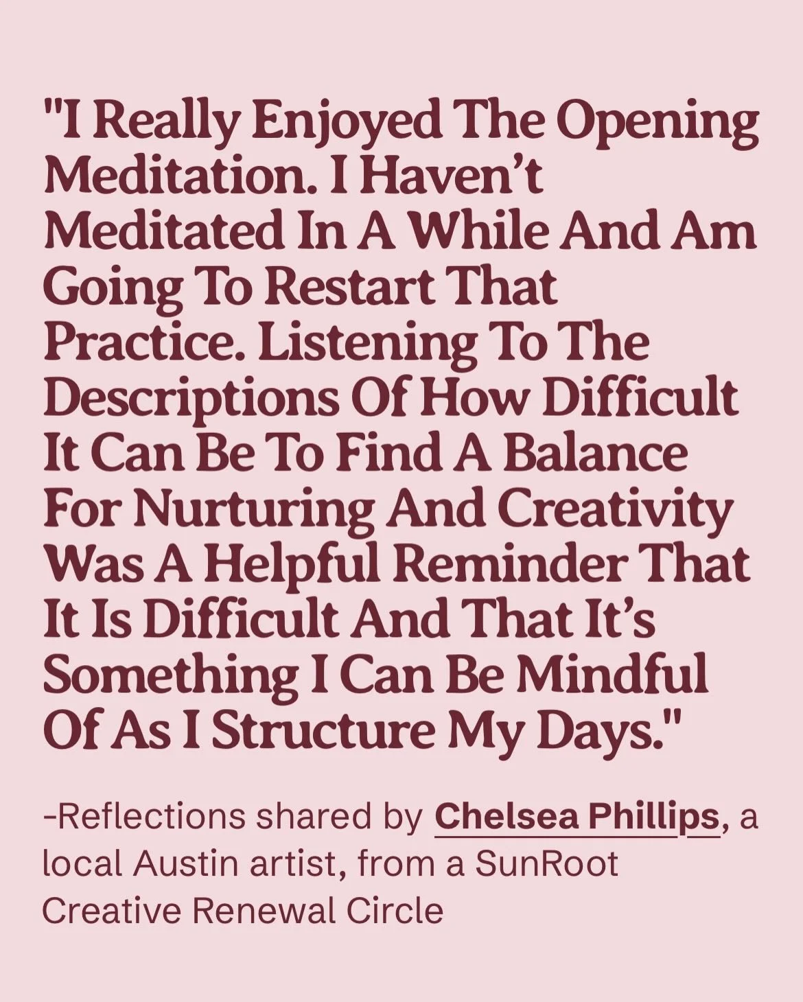 Reading through reflections from past Creative Renewal Spaces always brings us back to why we started SunRoot.

There&rsquo;s something powerful about hearing how others are navigating creativity alongside caregiving, responsibility, and real life.

