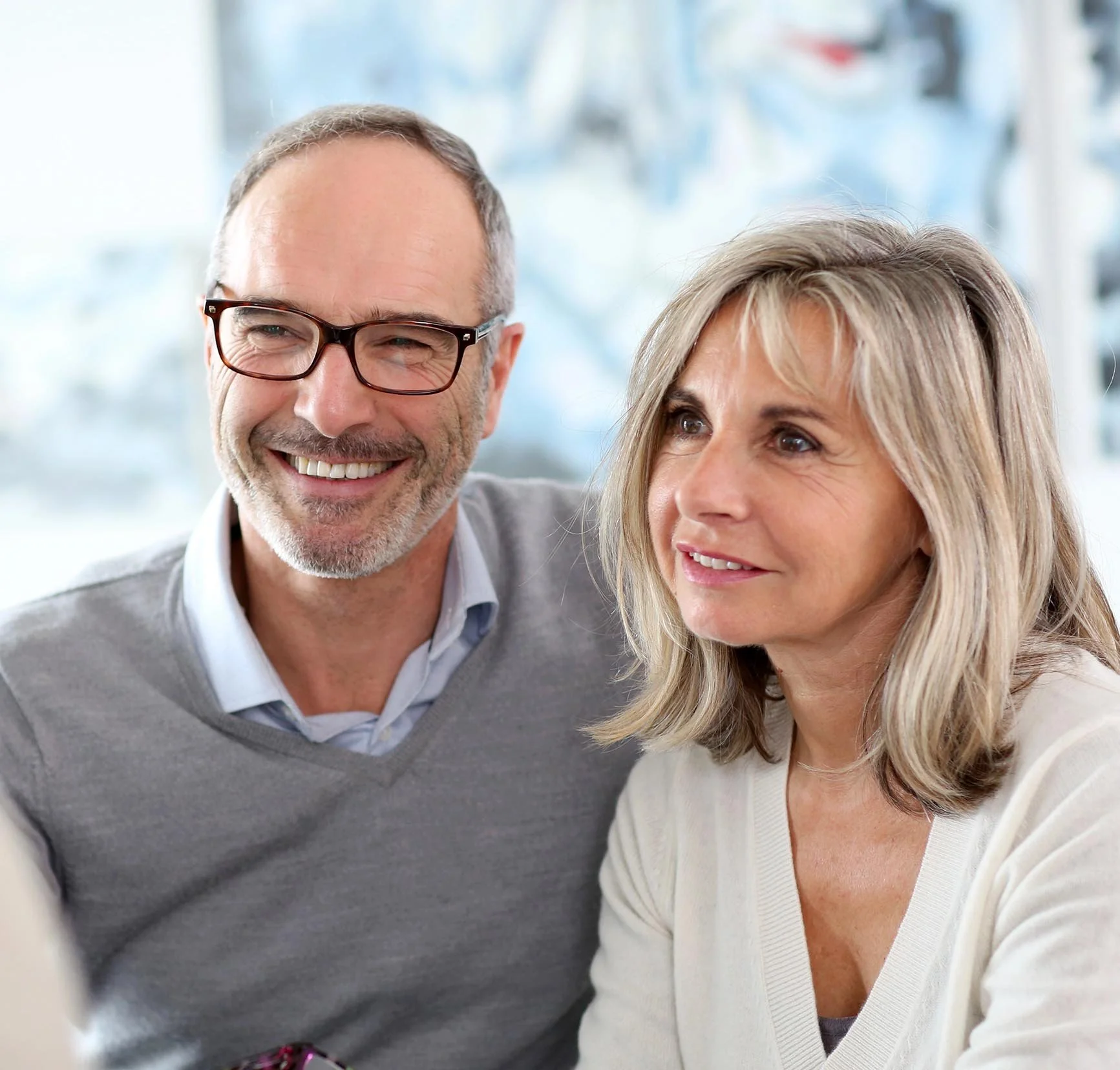 Happy couple during therapy session