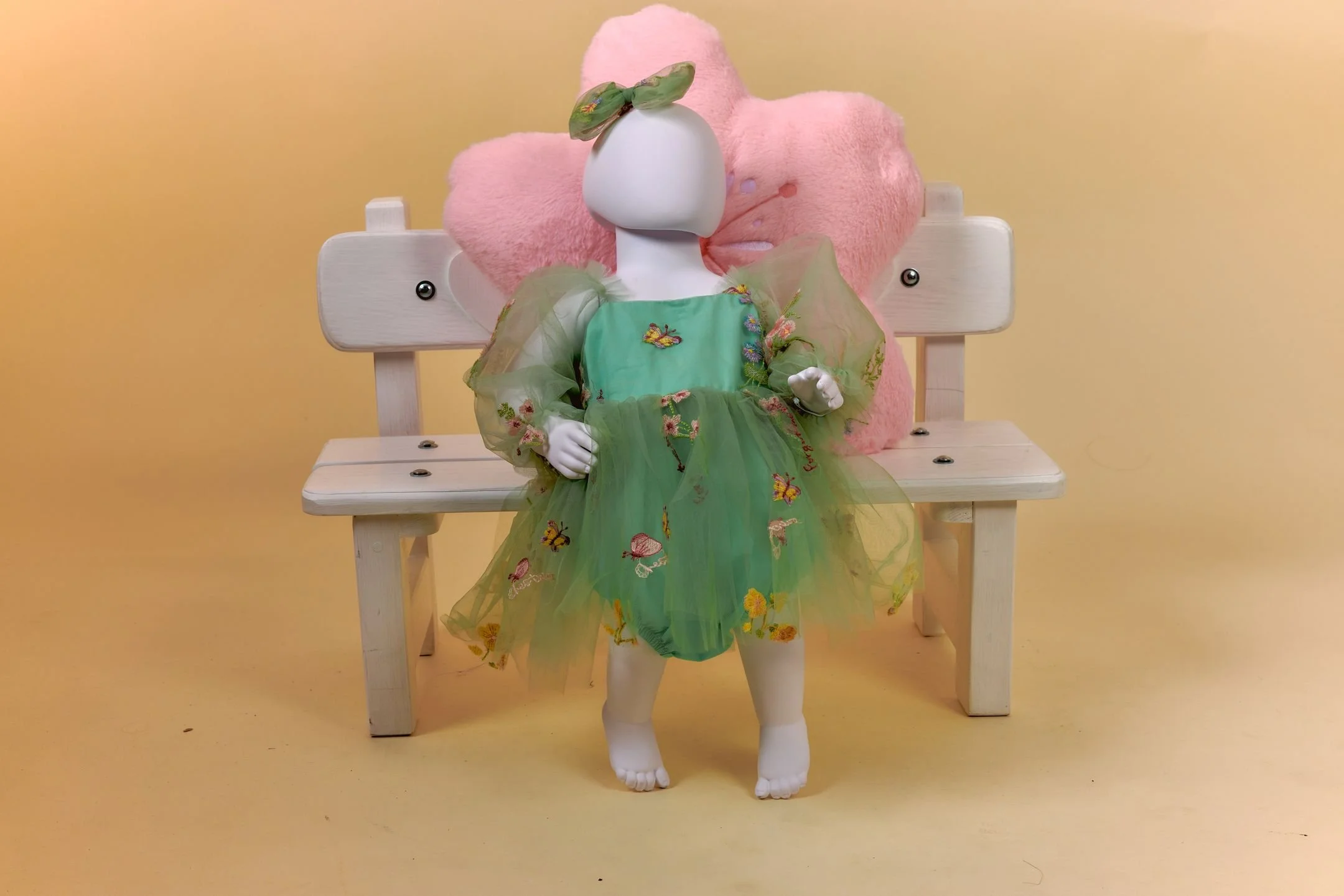 Robe verte papillon / 3 à 6 mois