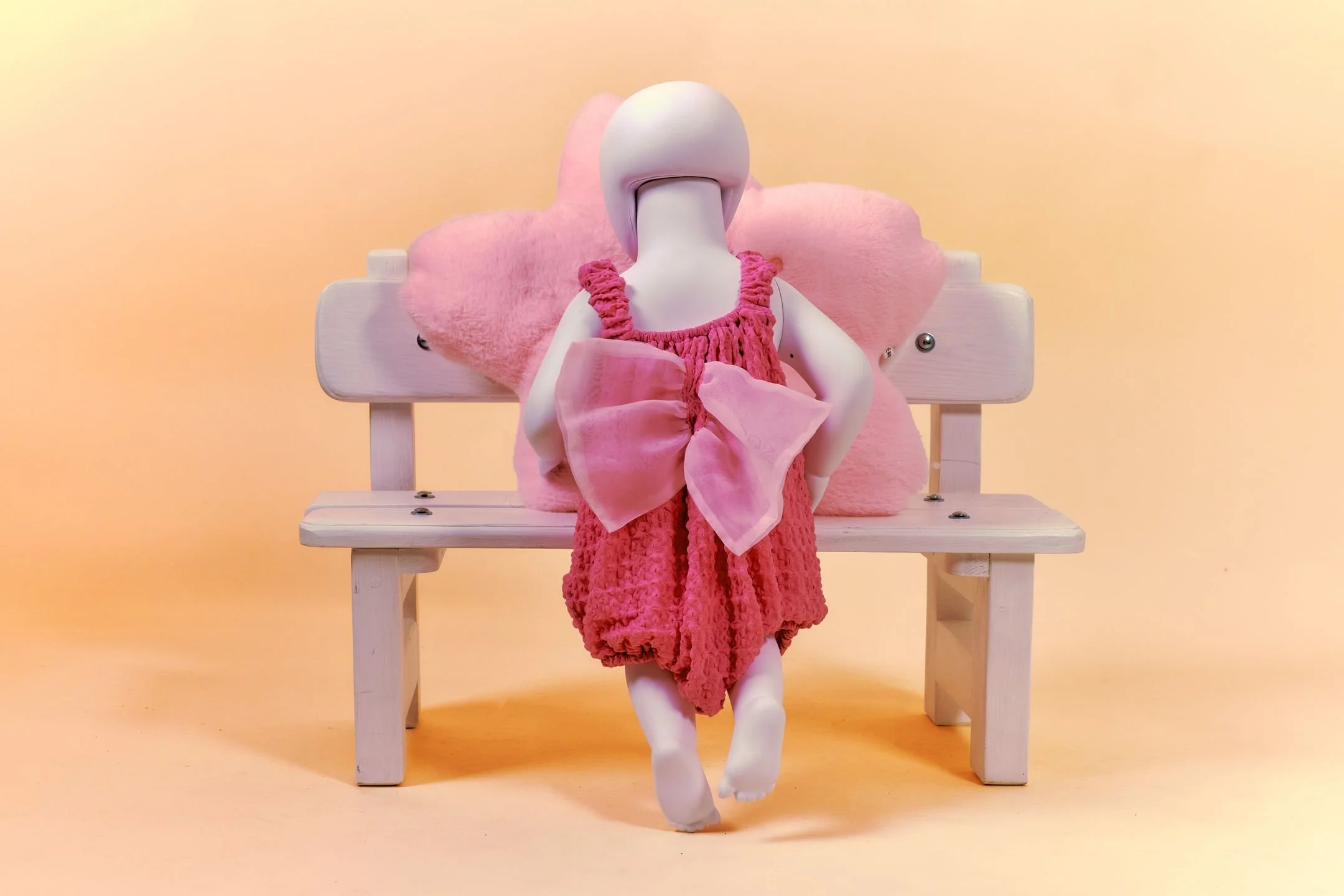 Dos robe bouffante fleur rose / 3 à 9 mois