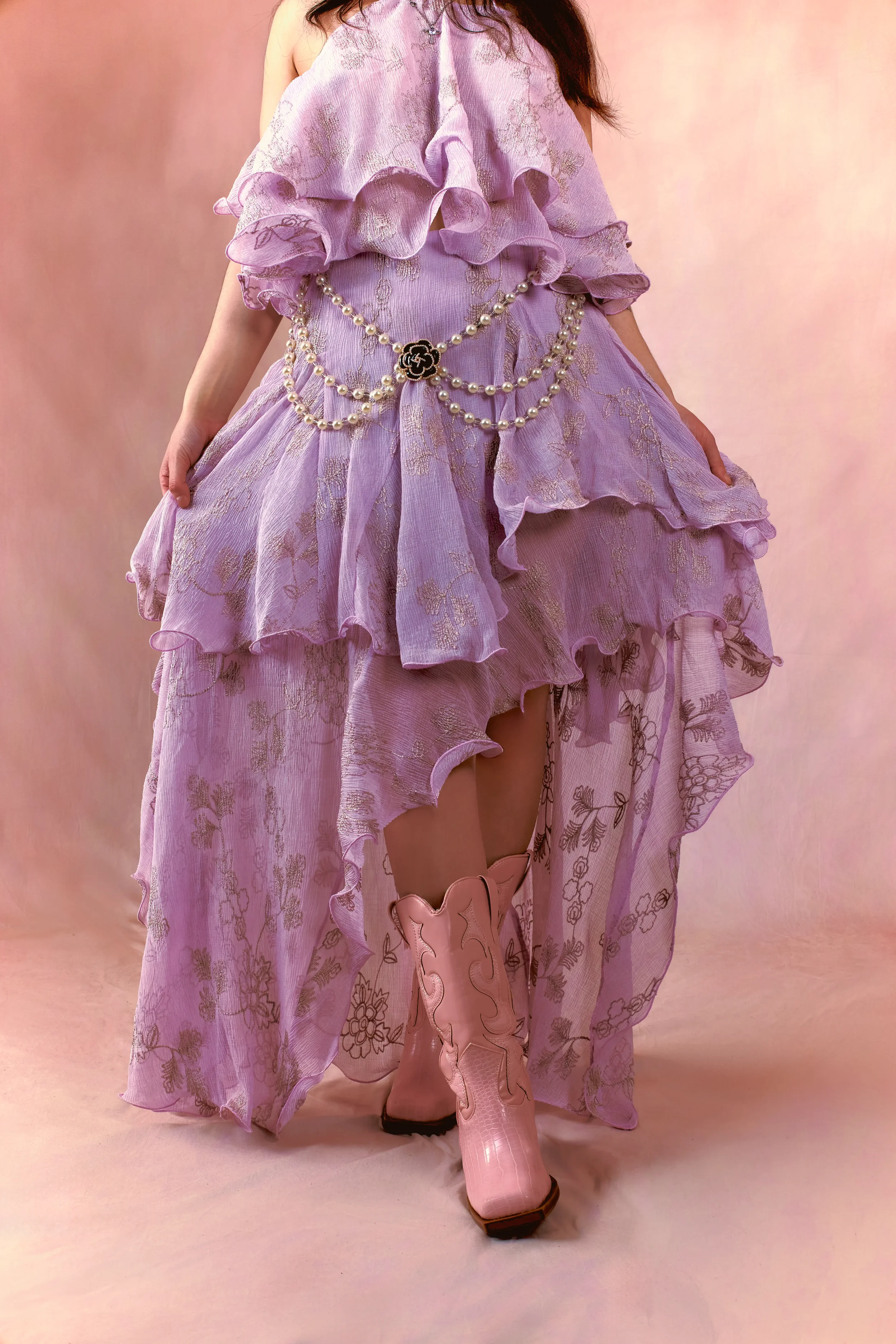 Ceinture Arcana Archive & bottes rose 
taille : 38