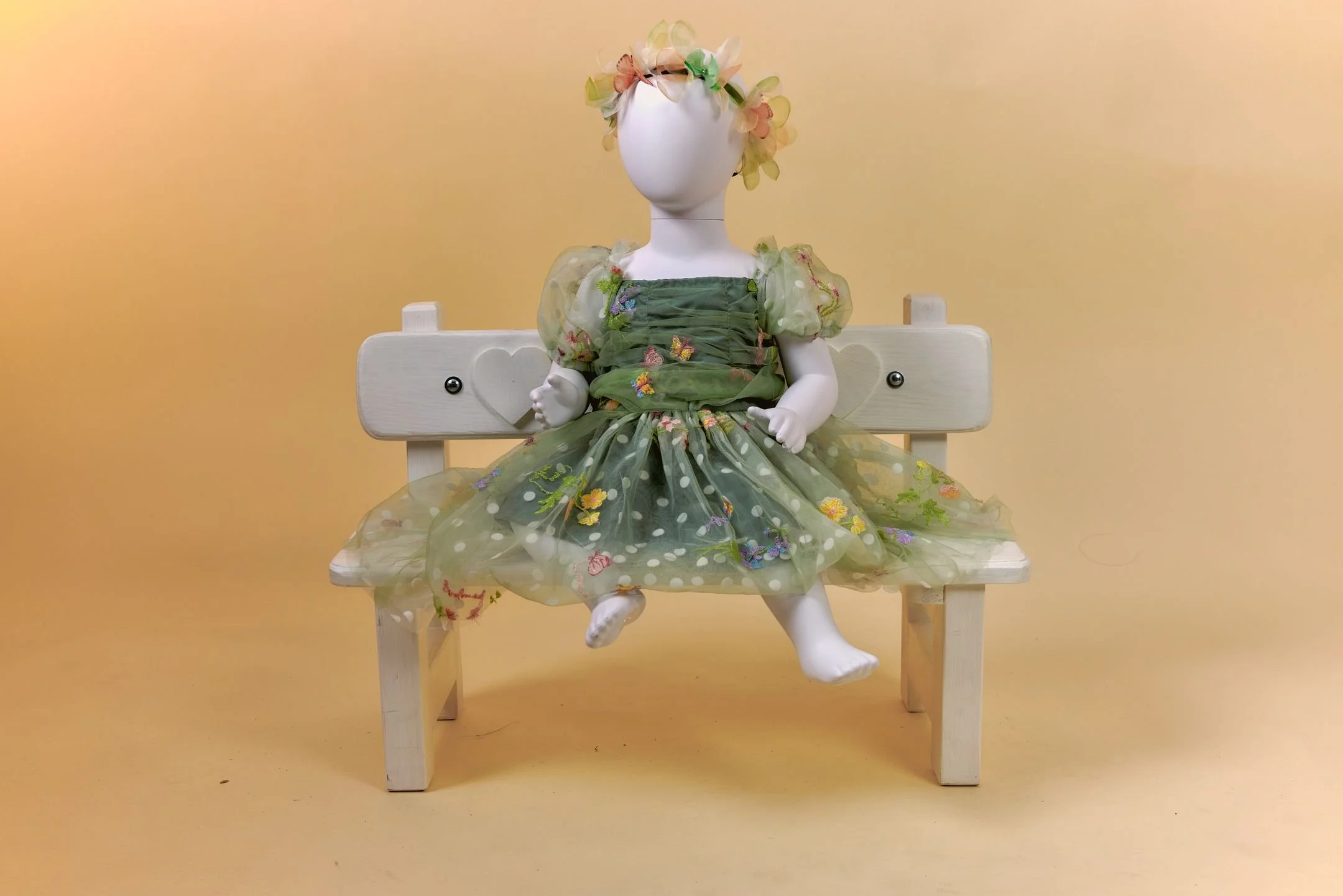 Robe verte foncé à fleurs / 6 à 9 mois