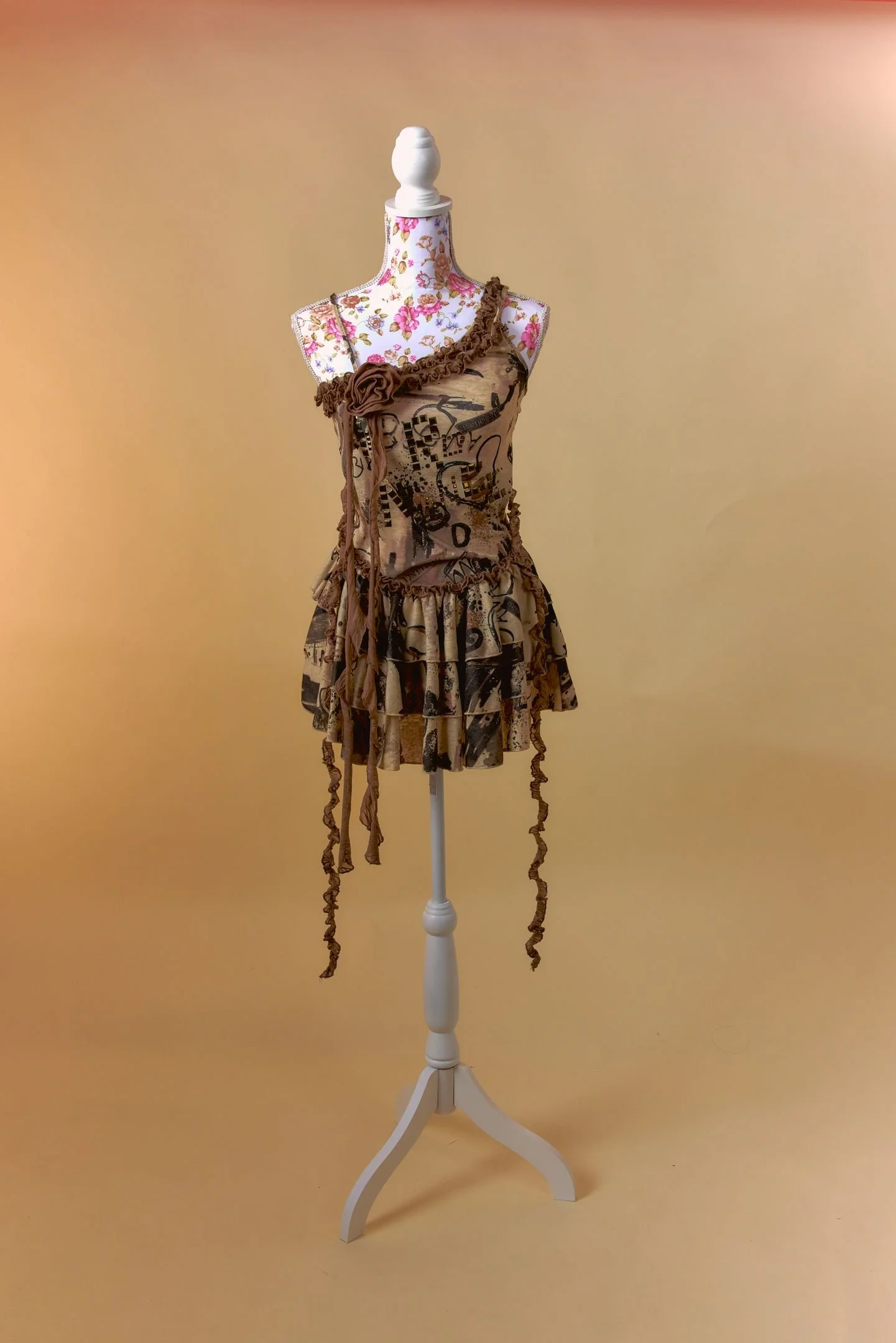 Robe marron/vert fleur et motifs  Arcana archive 
Taille : S