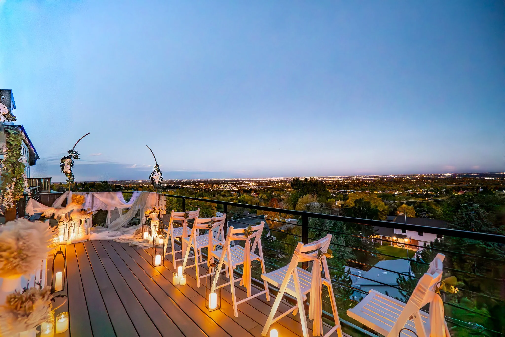 Ceremony site at a Micro Wedding Venue in Denver with spectacular views. Denver Skyline Venue
