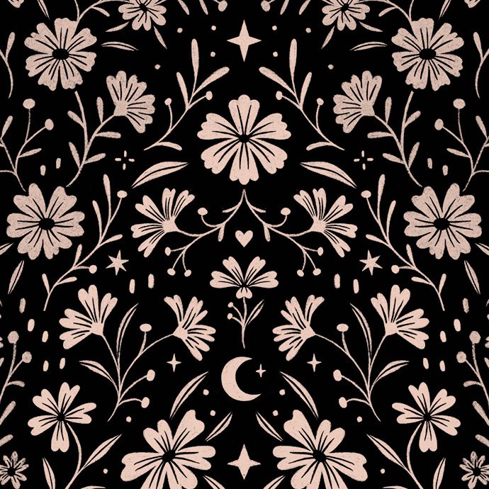 Lino print style floral pattern