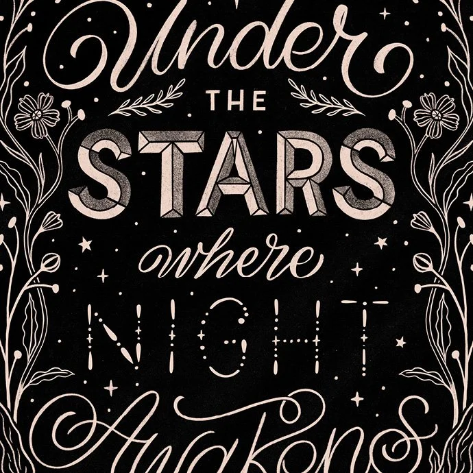 Magical hand-lettering, starlight, floral