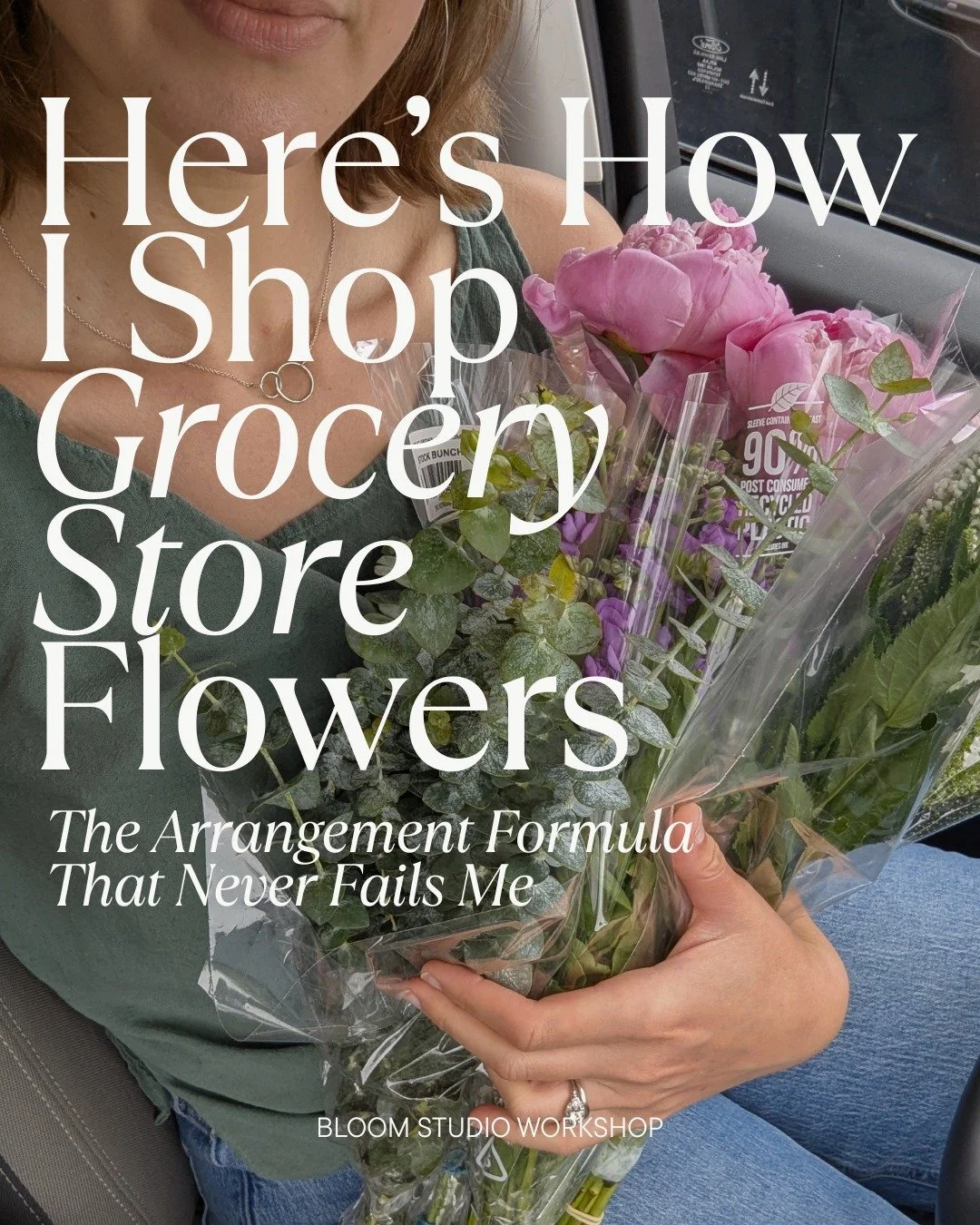 If you're looking to design only a few arrangements, or you need some flowers in a pinch, grocery store blooms can really come through for you! My first tip is to find a store that sells *single variety bunches* then, I like to follow this no-fail fo