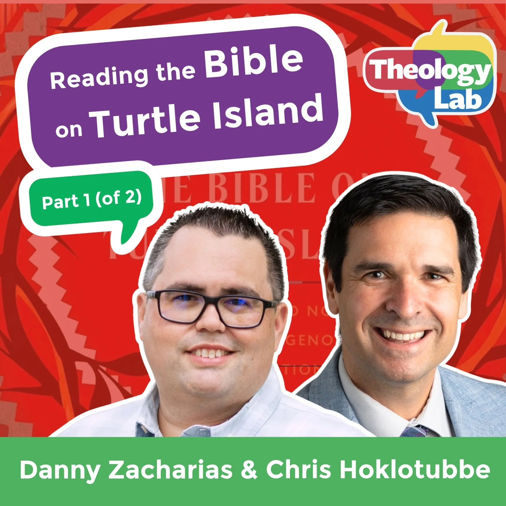 two podcast guests, featuring episode on Reading the Bible on Turtle Island