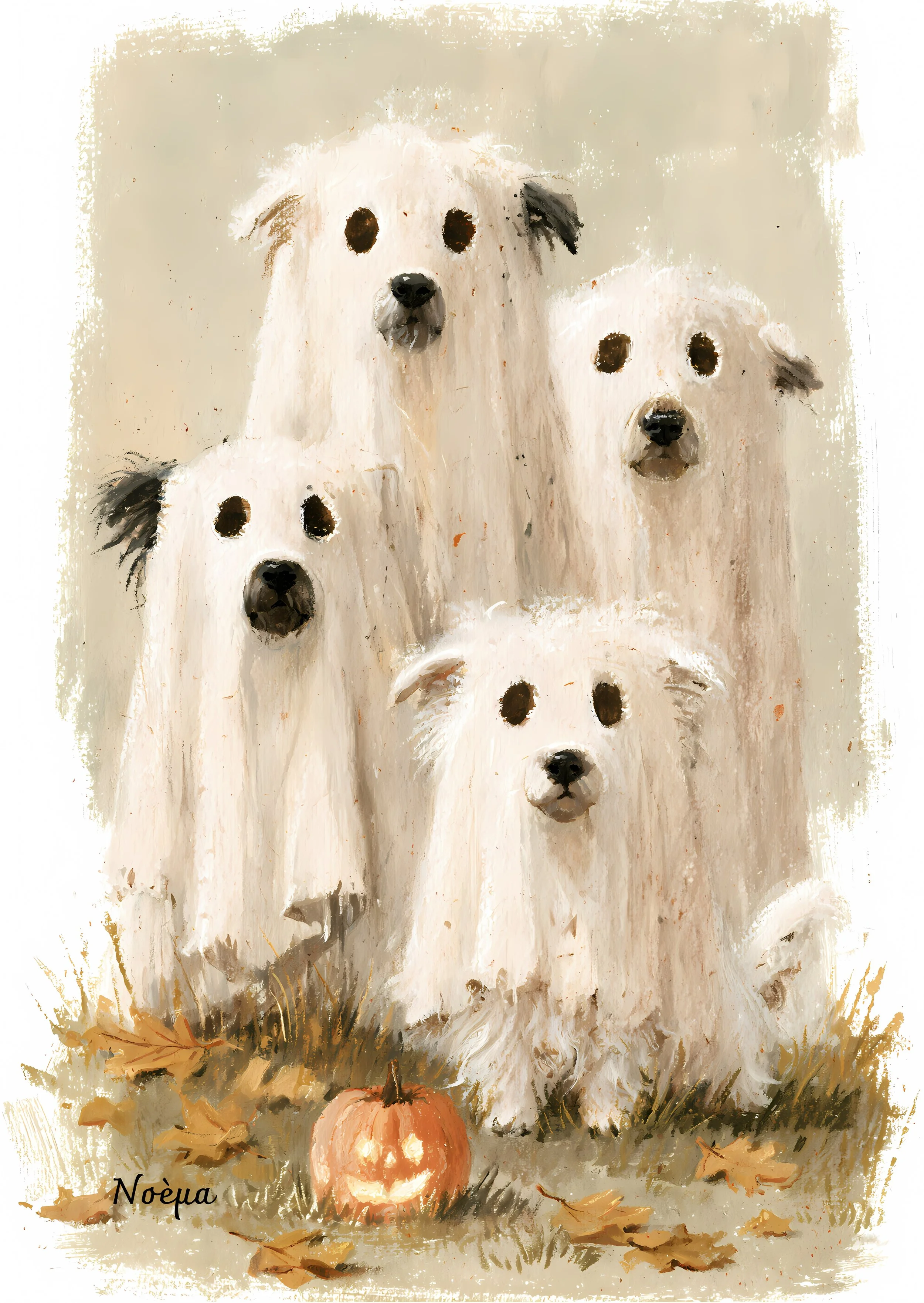 Carte Postale Halloween Σκυλάκια