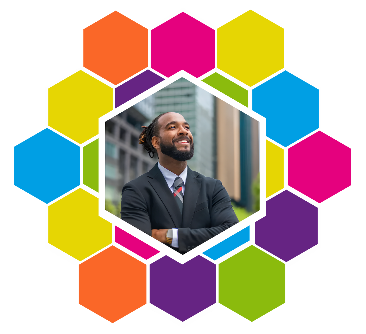 Professional reflecting on growth and direction using Hive Deck principles