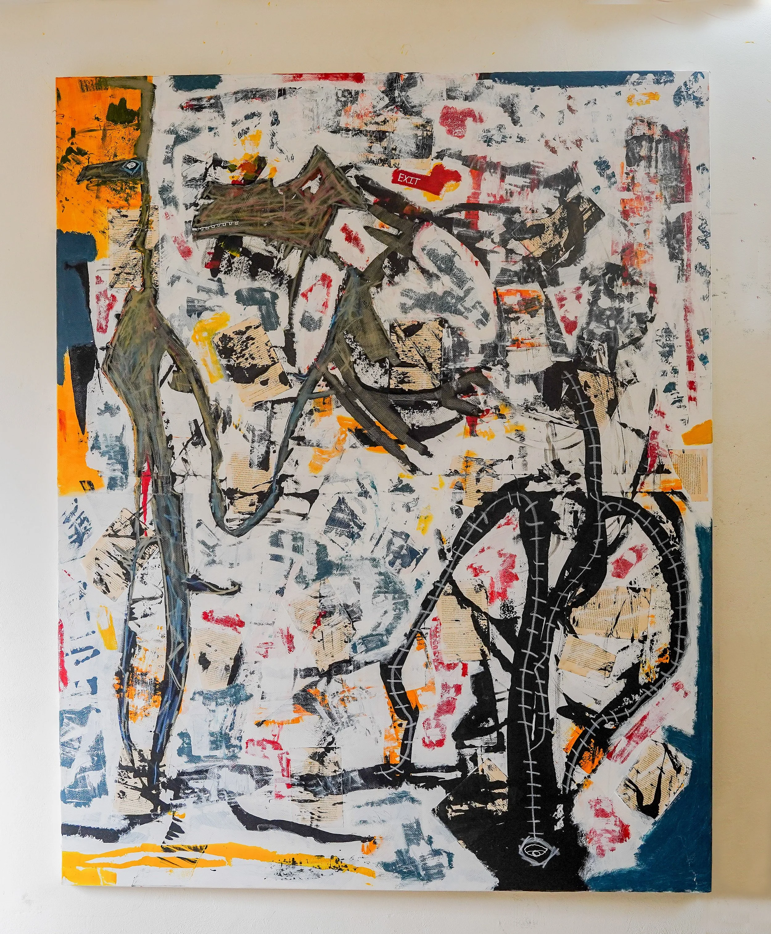 Gods in a candy shop, Acrylic and collage on canvas - 200 x 180 x 4 cm