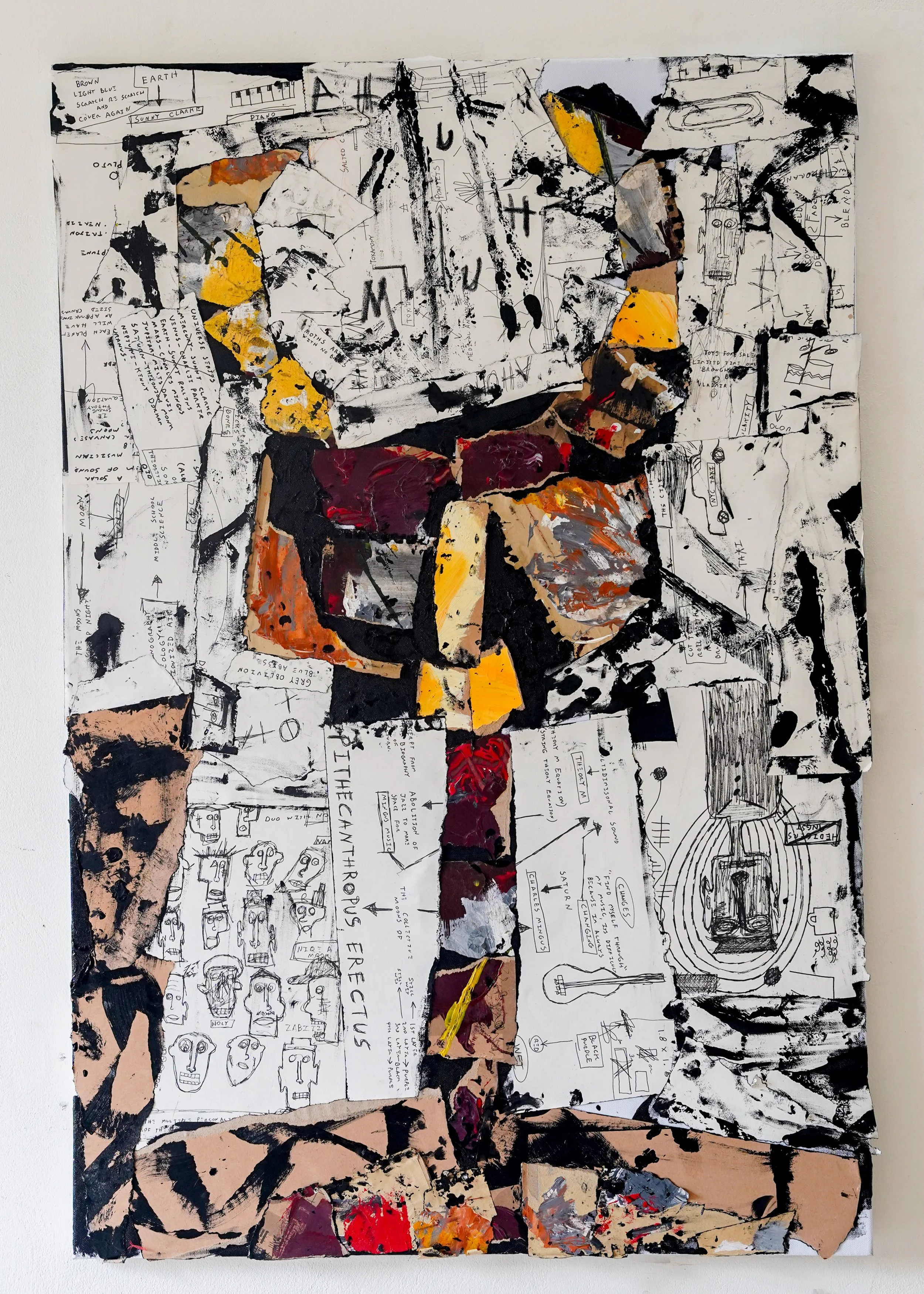 adulthood, 2020, Acrylic and collage on canvas - 80 x 120 x 4 cm
