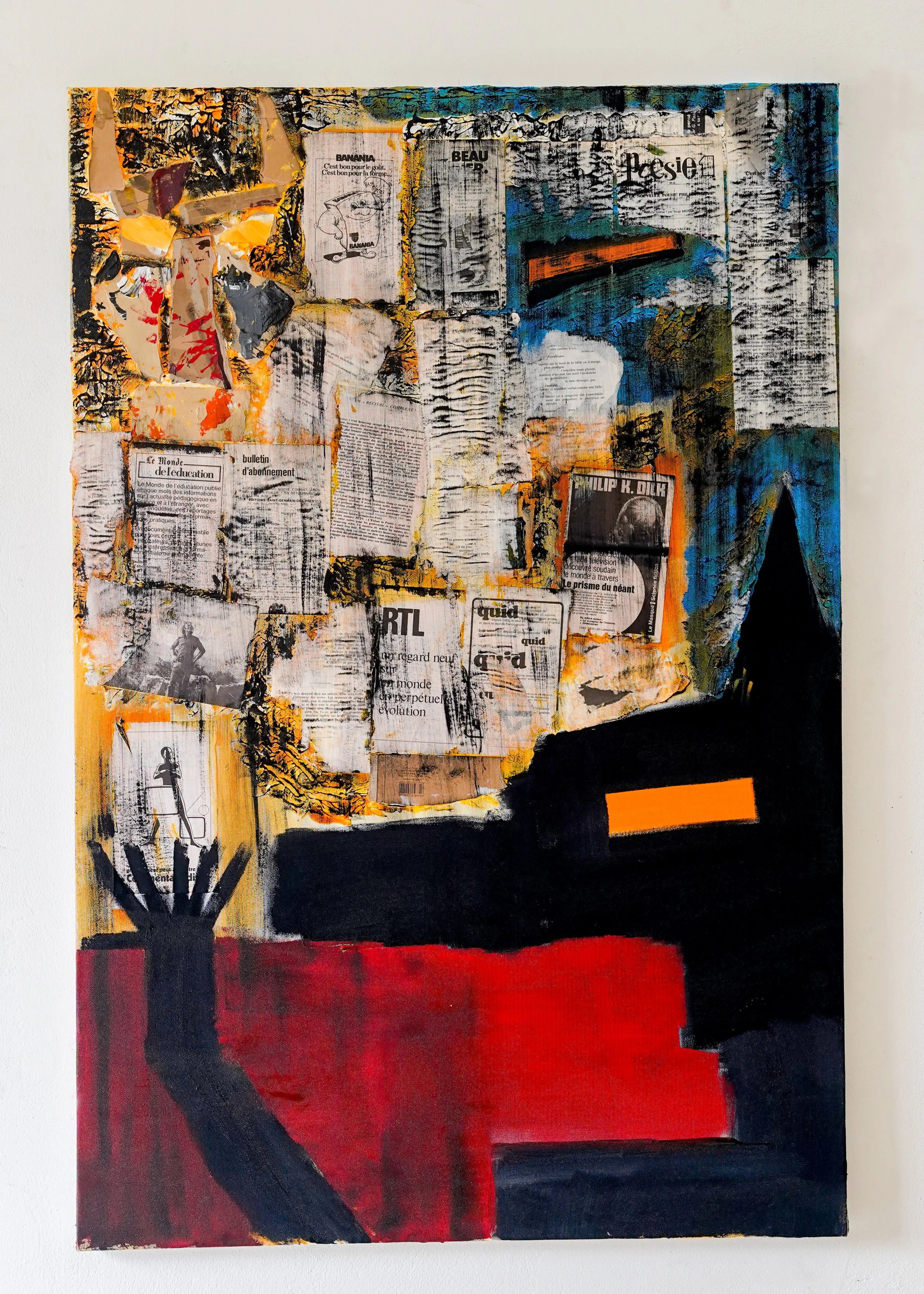 Early years, 2020, Collage and acrylic on canvas - 80 x 120 x 4 cm - In the private collection of My Tranh
