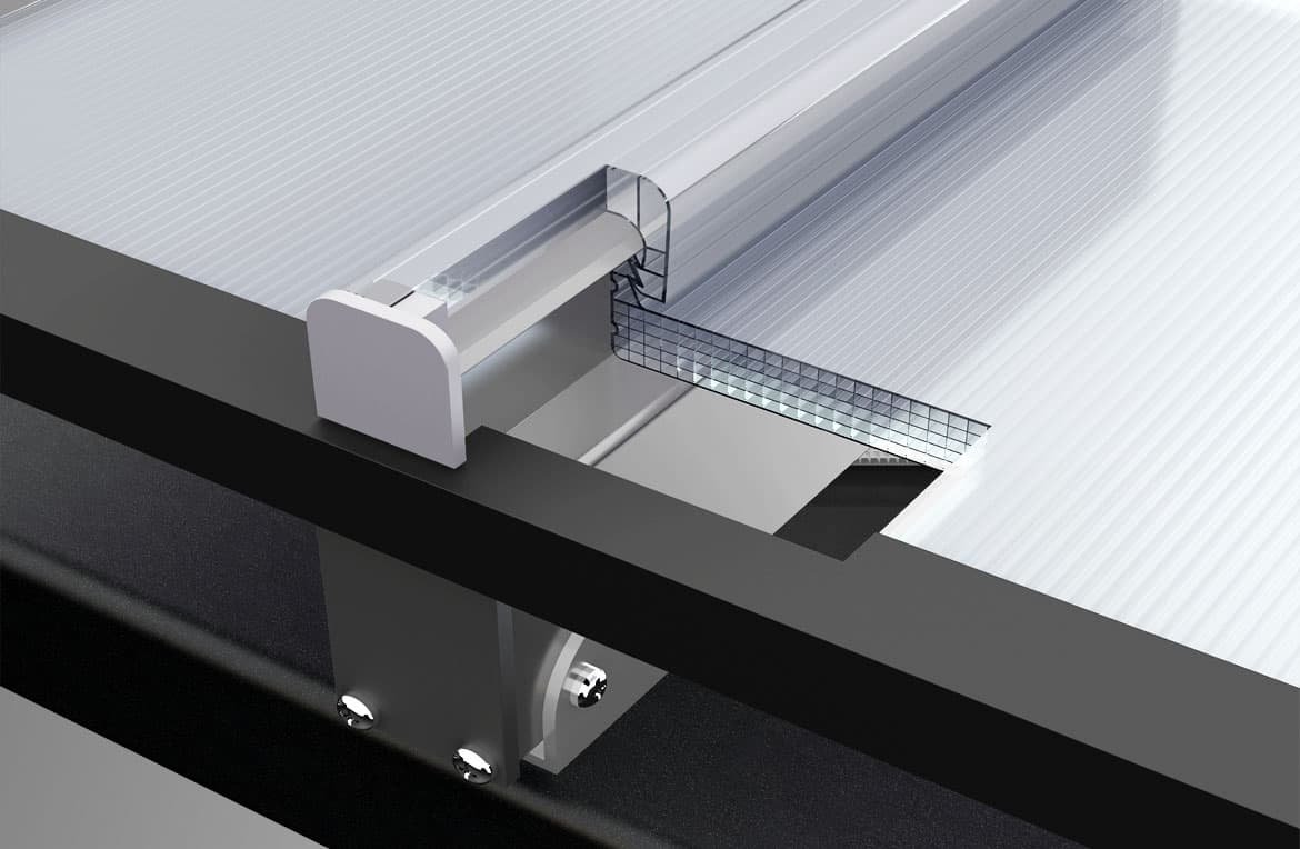 Sistema para grandes cubiertas traslúcidas de policarbonato de alta calidad.