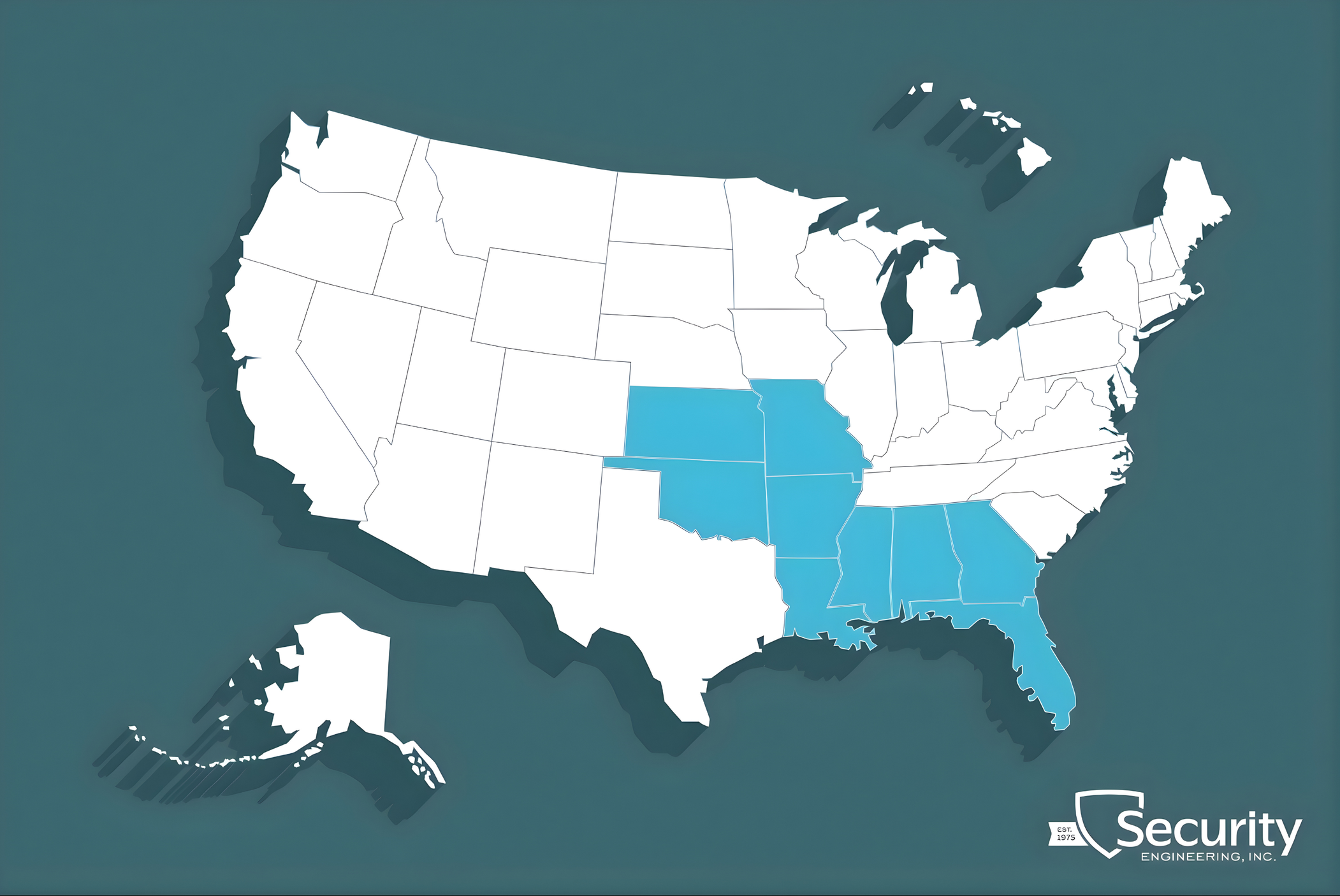 Map of the United States with some states shaded in blue.