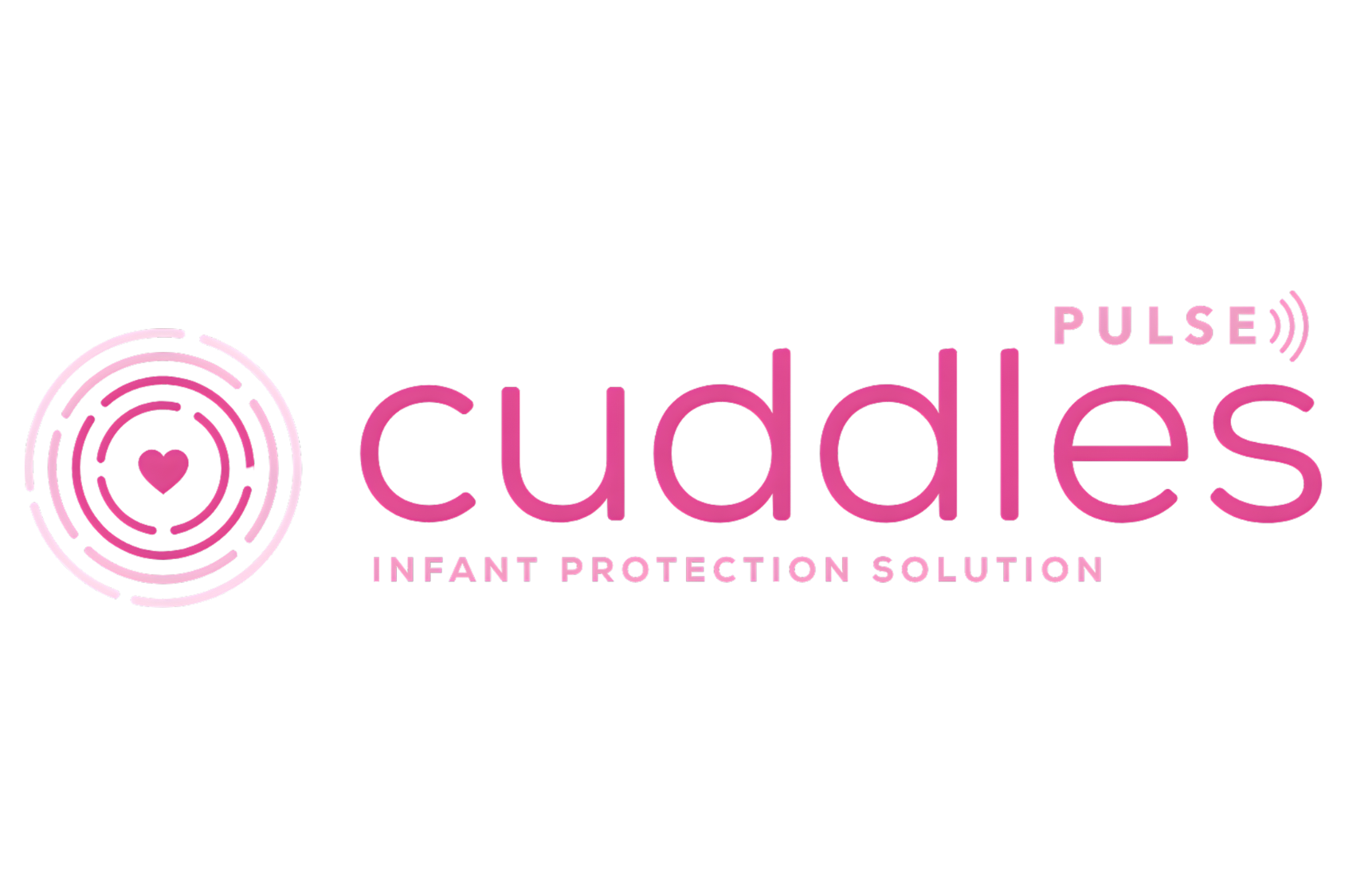 Pink and purple logo for 'Cuddles Infant Protection Solution' with a heart inside concentric circles.