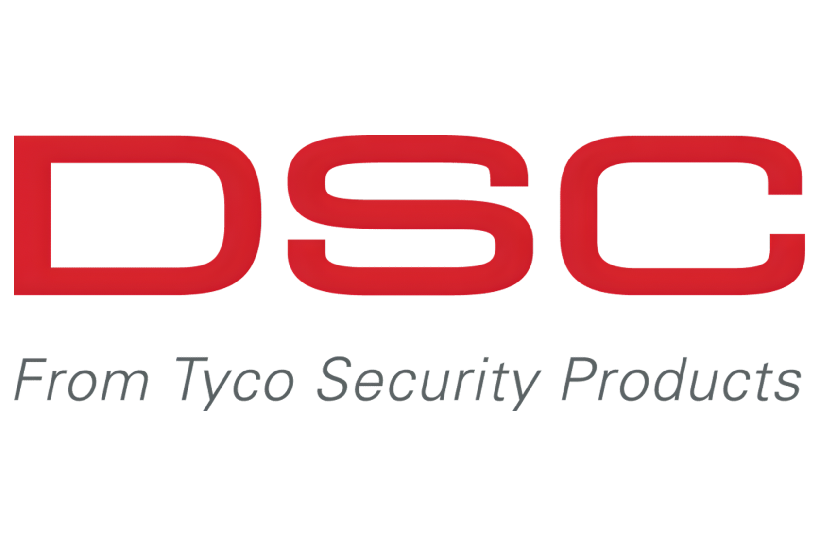 DSC logo with large red letters and the words 'from Tyco Security Products' in smaller gray text underneath.