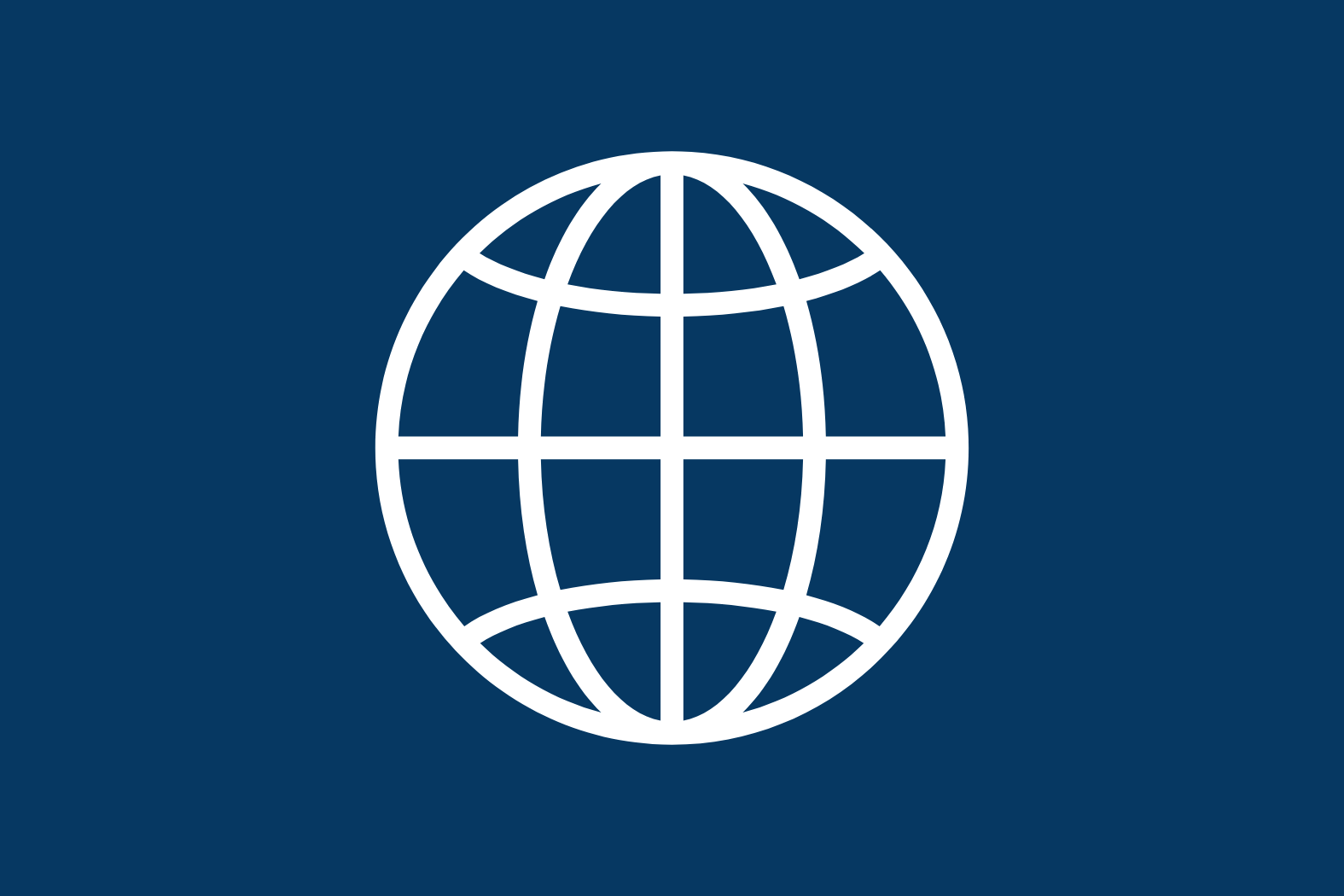 Icon of a globe with latitude and longitude lines on a dark blue background.