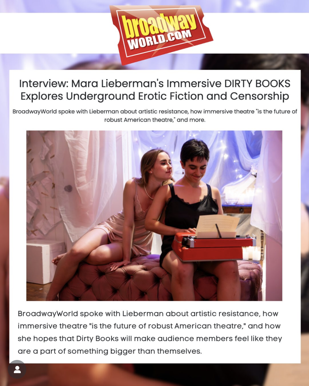 Director Mara Lieberman's Interview with Broadway World