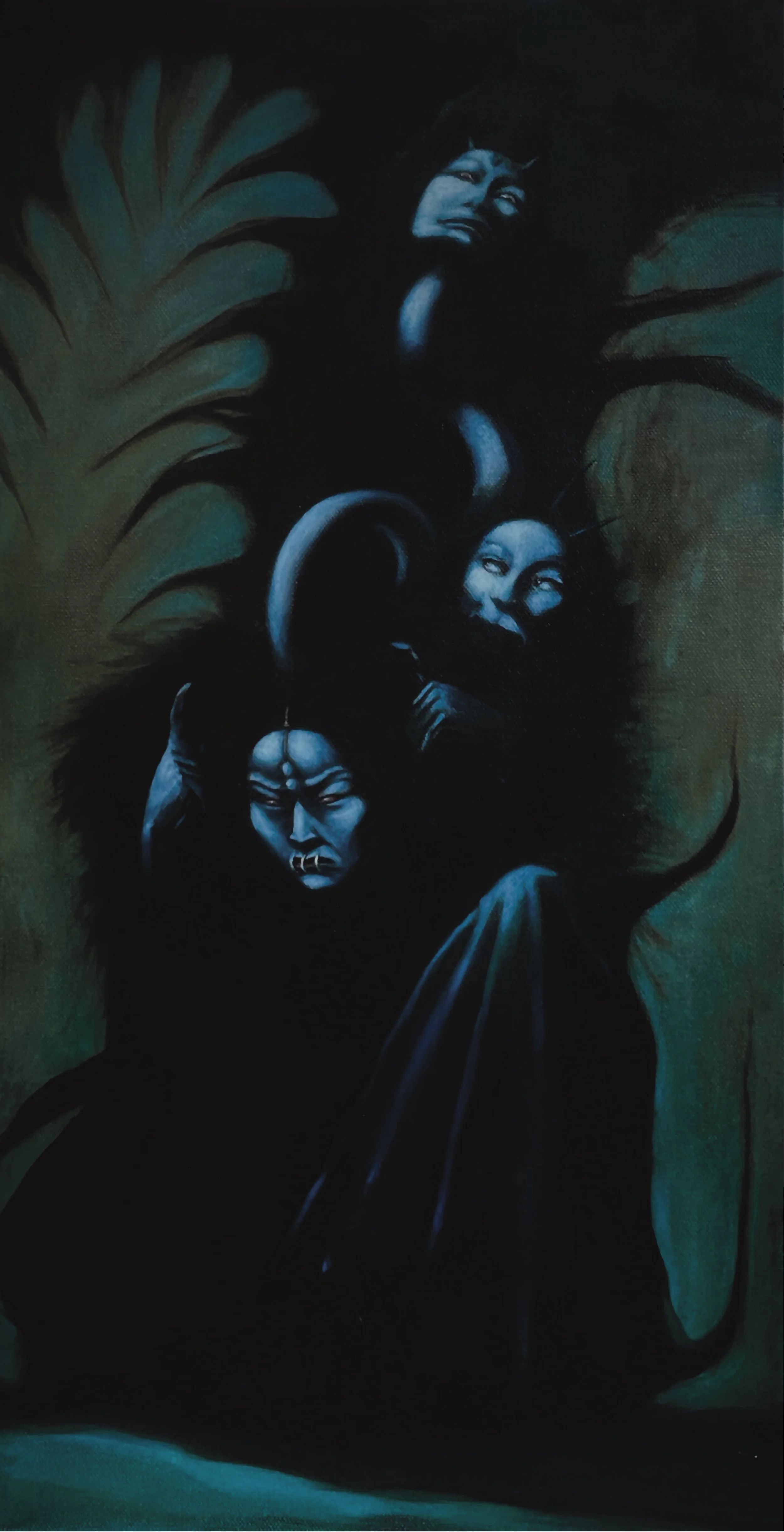 Sisters of the Frenzy. 12x24" Oil on Canvas. 2025