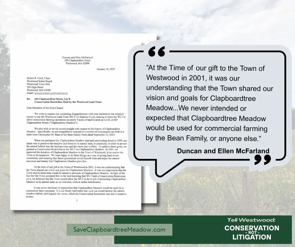 McFarland Family Calls on Westwood to End Lawsuit Over Clapboardtree Meadow