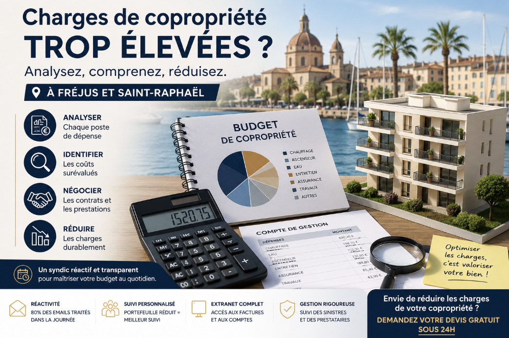 Charges de copropriété trop élevées à Fréjus et Saint‑Raphaël&nbsp;: comment les analyser et les réduire ?