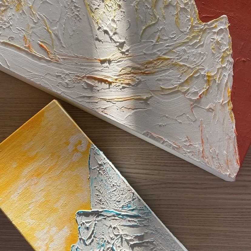 New artwork up at @7art_gallery_ns @7arts2 

I loved creating these vibrant pieces with textured mountain landscape. 
Go check them out at the studio! 

#studio #canadianart #acrylicpaint