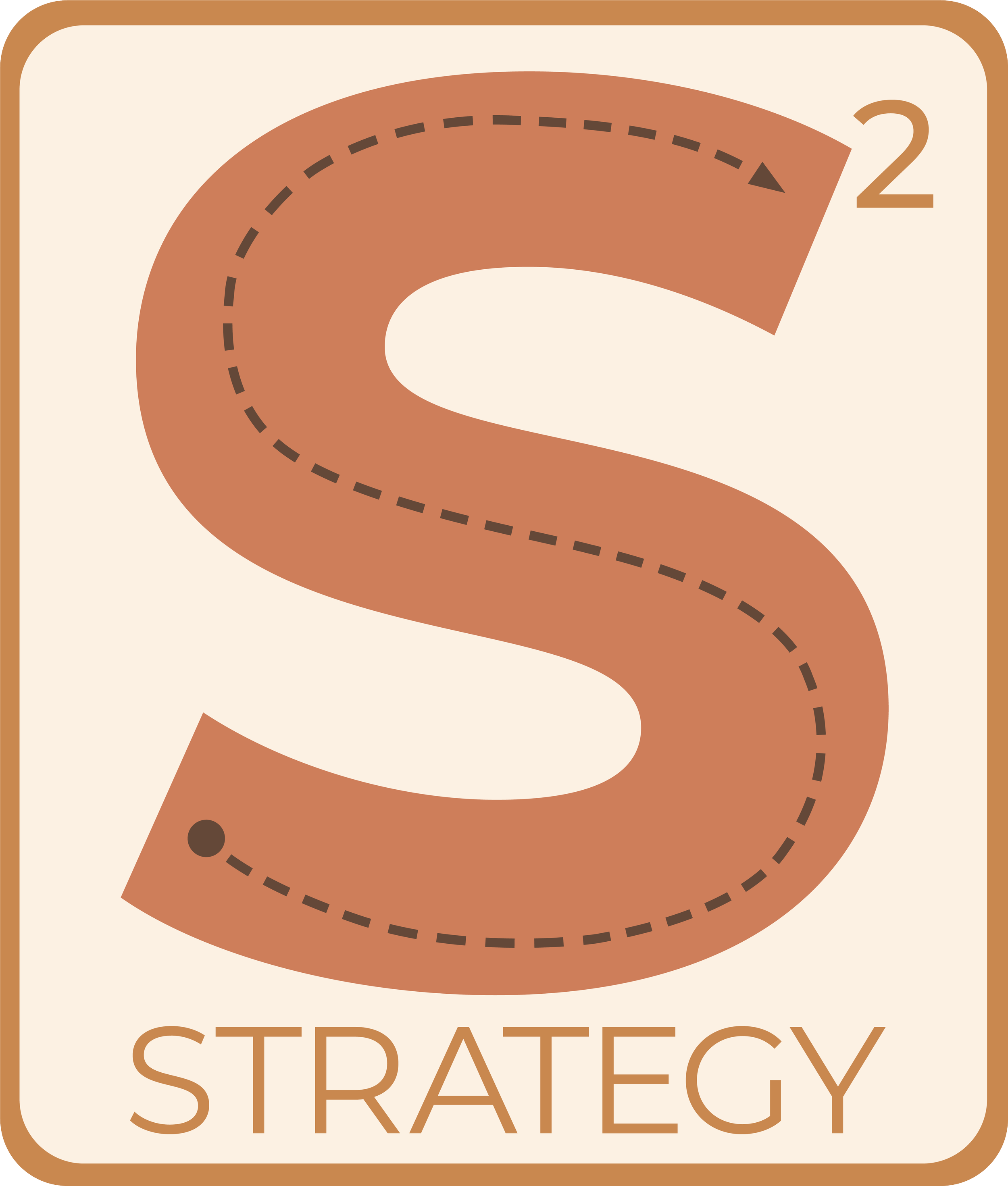 S² Strategy logo — visual mark for Sadaf Sajwani’s social impact career coaching brand, featuring a stylized S² and the word ‘Strategy’ beneath, with a 3D pathway in warm brown tones.