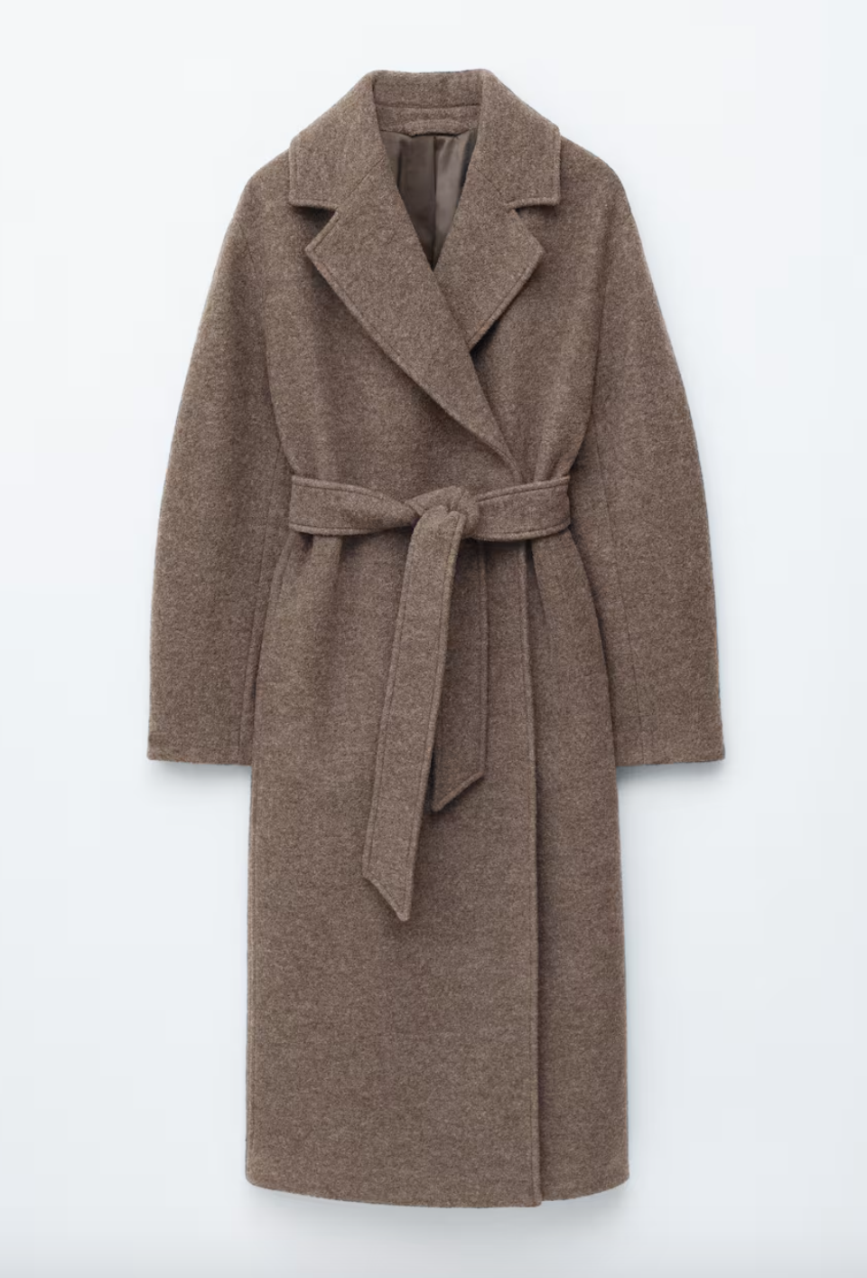 VOLUMINOUS BELTED WOOL COAT
