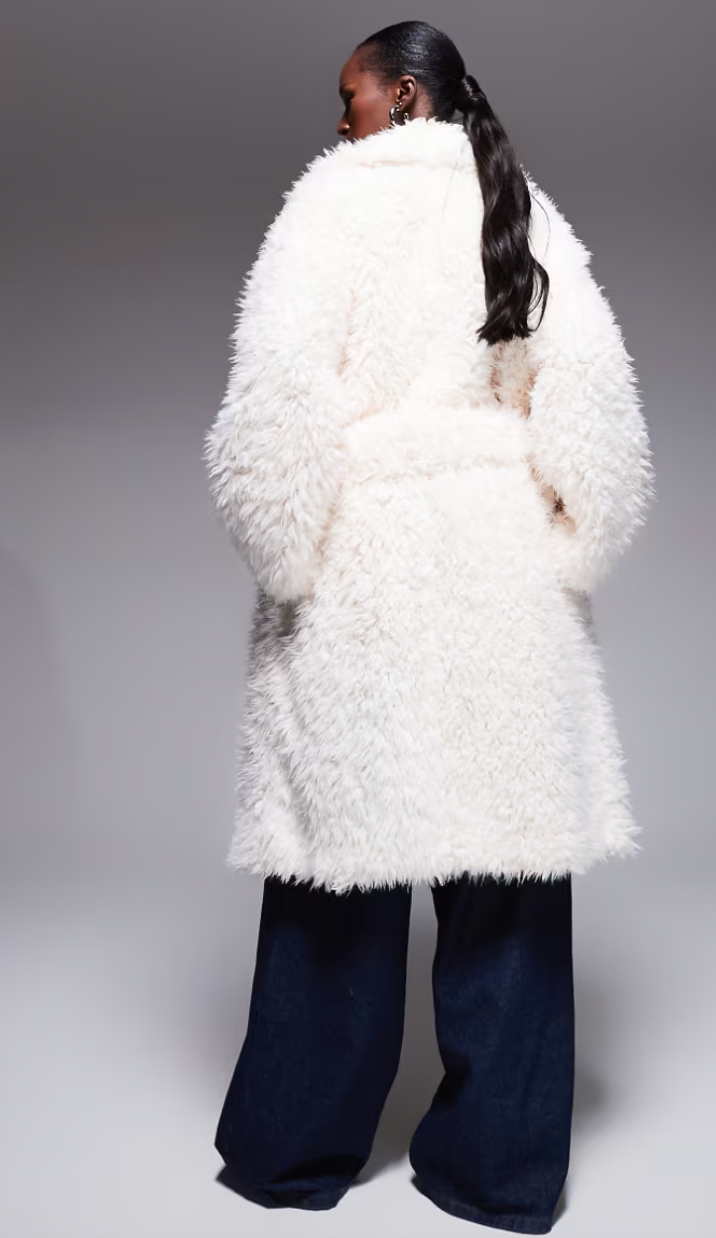 OVERSIZED PLUSH TEDDY LONGLINE BELTED COAT