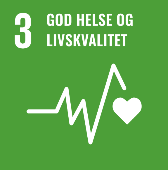 Grafikk med grøn bakgrunn, viser en hjertehelse-ikon og teksten "3 God helse og livskvalitet".