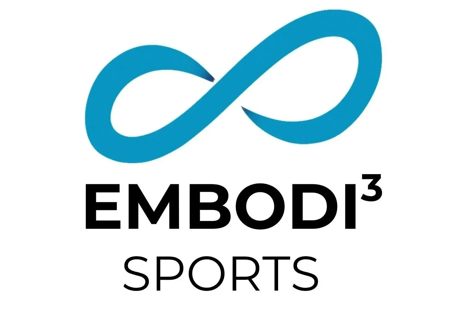 Logo with an infinity symbol and the text 'EMBODI³ SPORTS' beneath it.