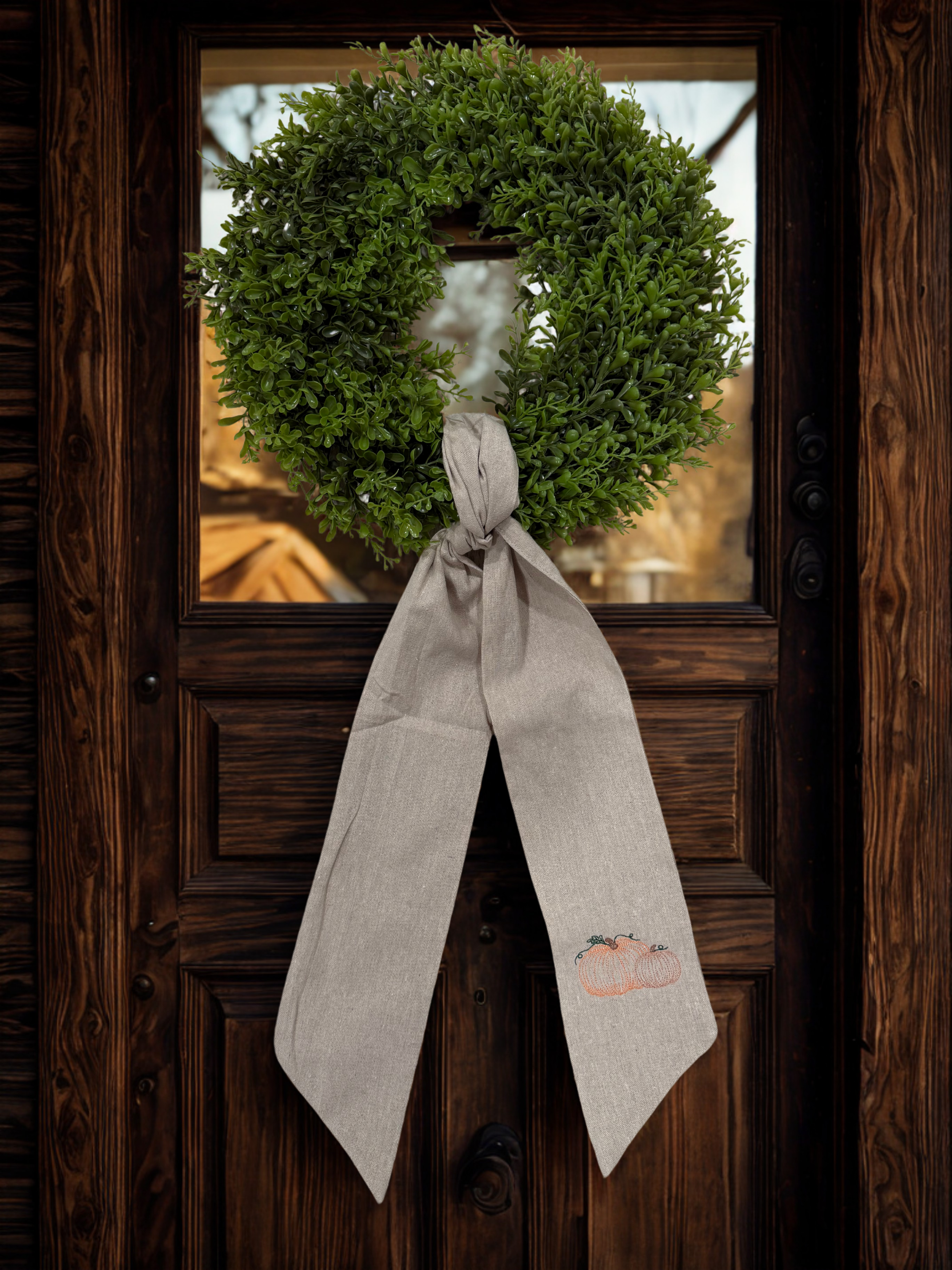 pumpkin linen wreath sash