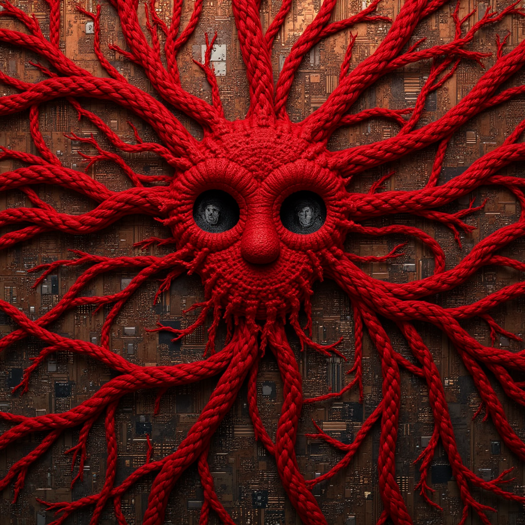 Rue_Kruger_textile_tapestry_woven_with_red_thread_like_a_complex_neural_netw_9440faed-a80f-4e22-b48a-e968ace723e7.png