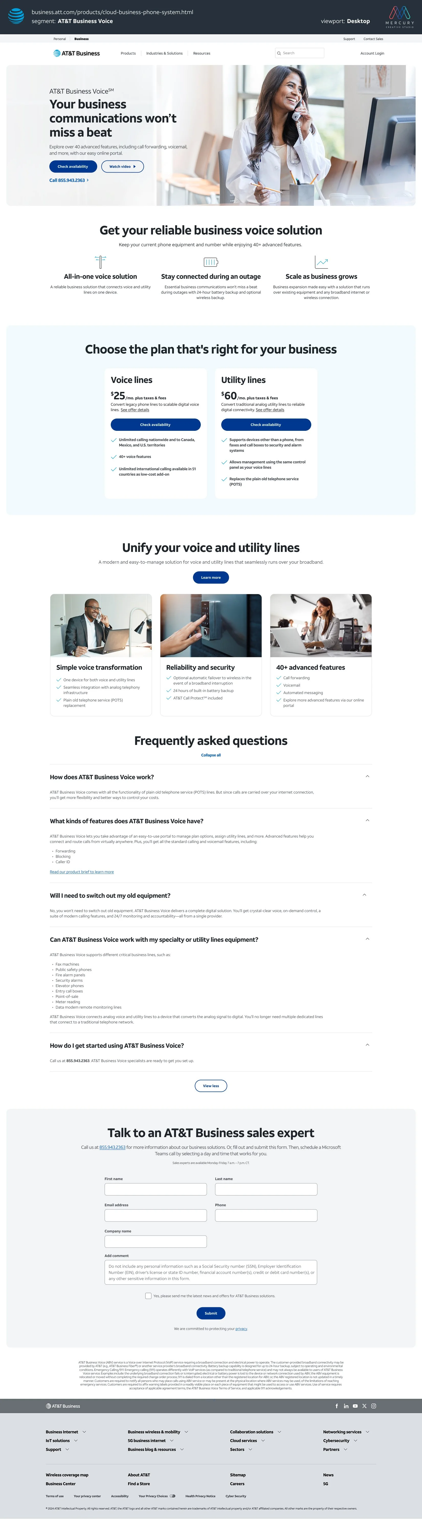 AT&T Business Voice Lander (B2B Lead, 2023)