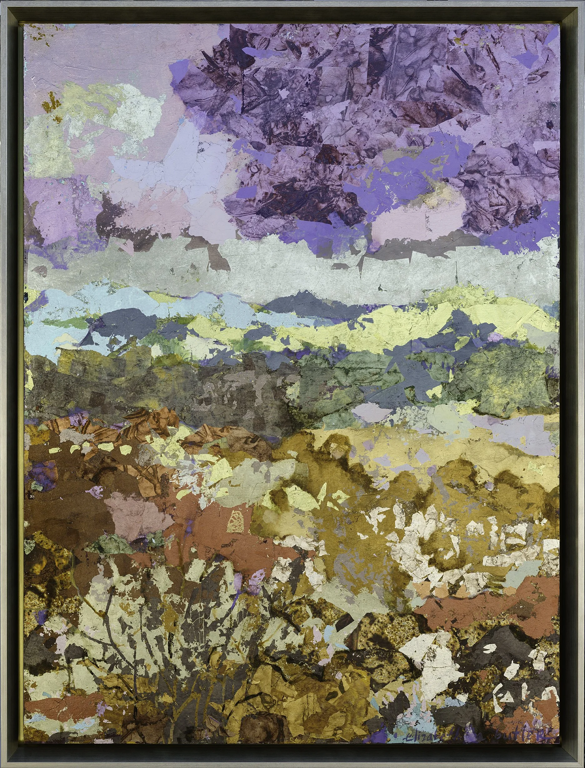 Good Fortune 30x40in oil, gold, mixed metal leaf on panel 